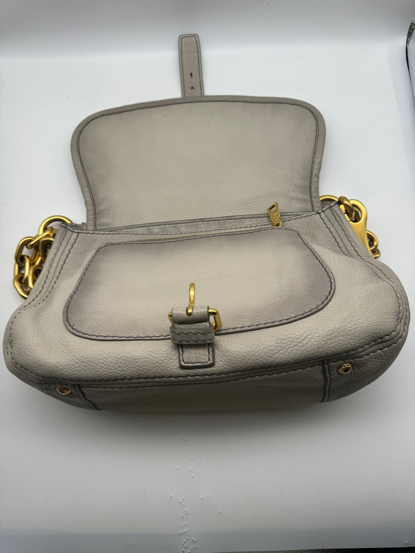 Authentic Prada Cervo Ghiaccio Leather Shoulder Bag