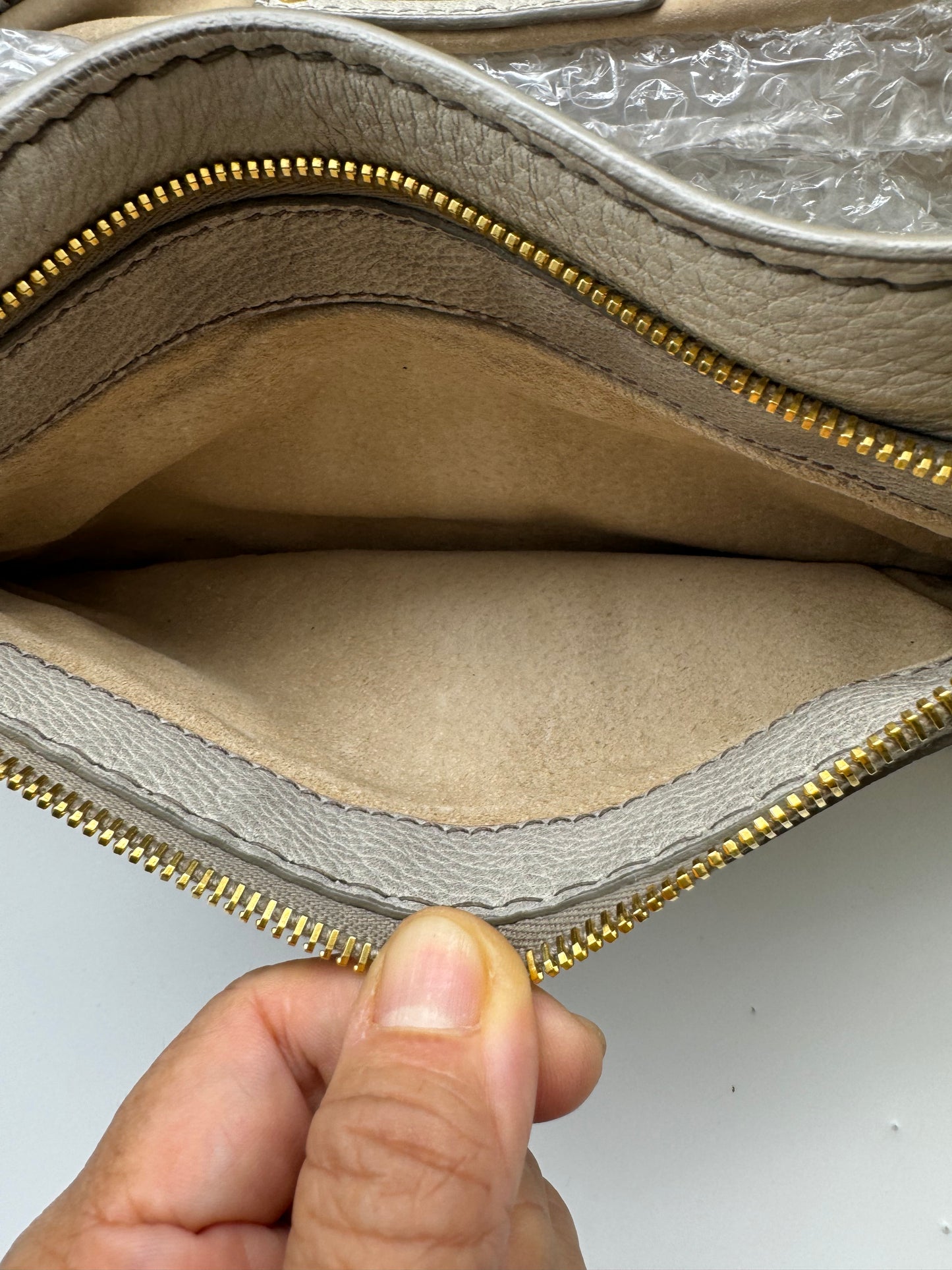 Authentic Prada Cervo Ghiaccio Leather Shoulder Bag