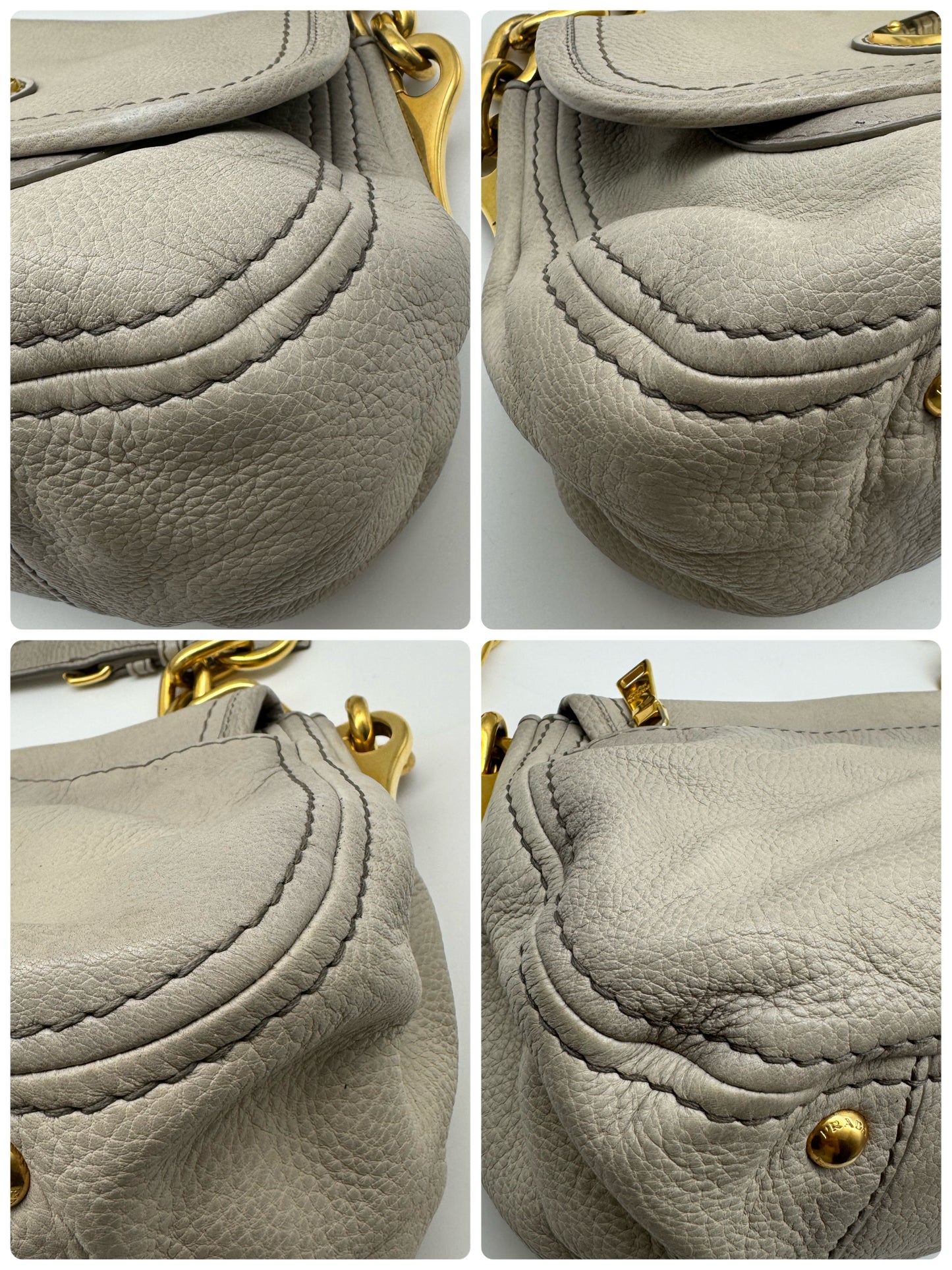 Authentic Prada Cervo Ghiaccio Leather Shoulder Bag