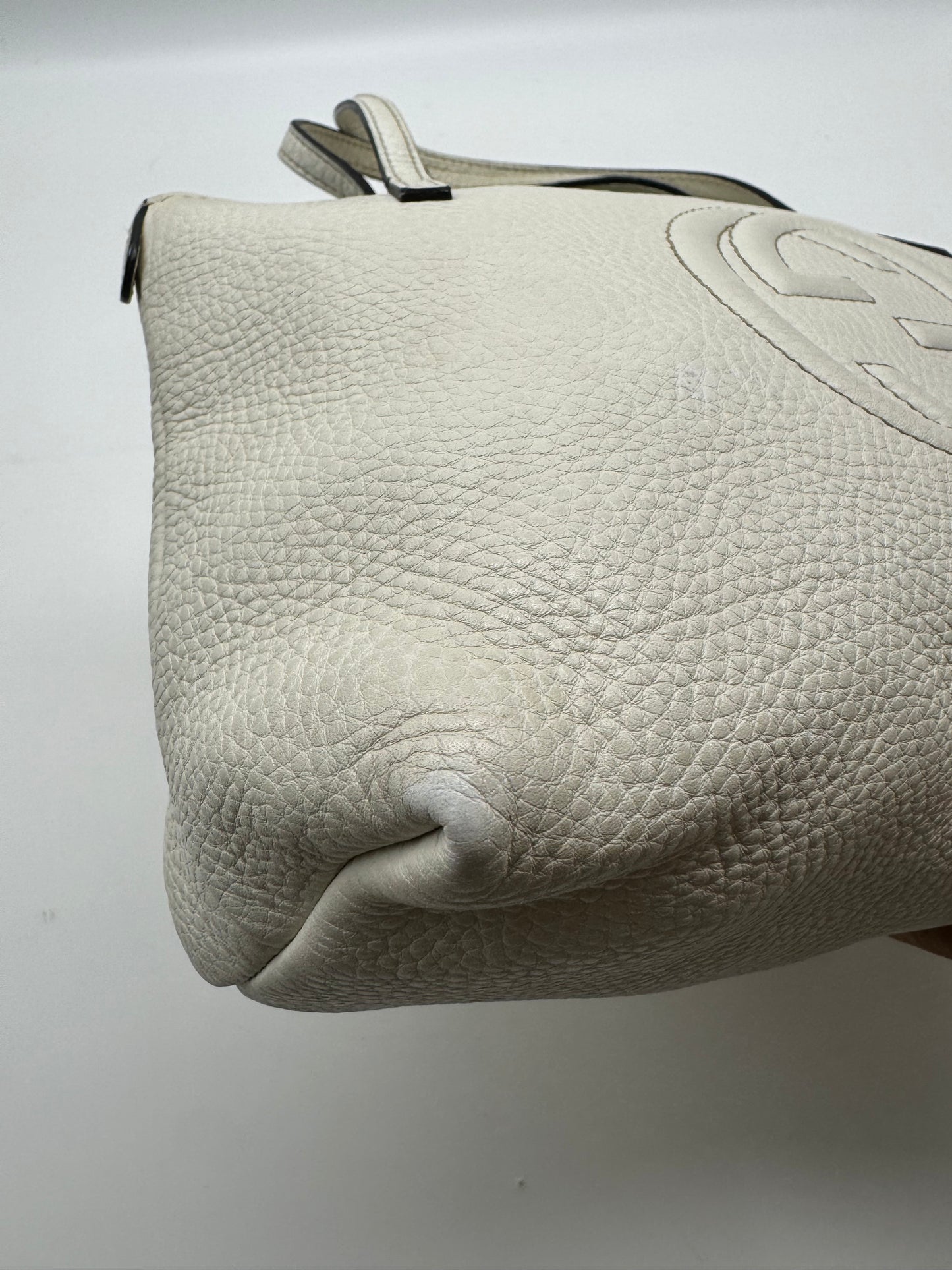 Authentic Gucci Soho Kid White Leather Small Tote