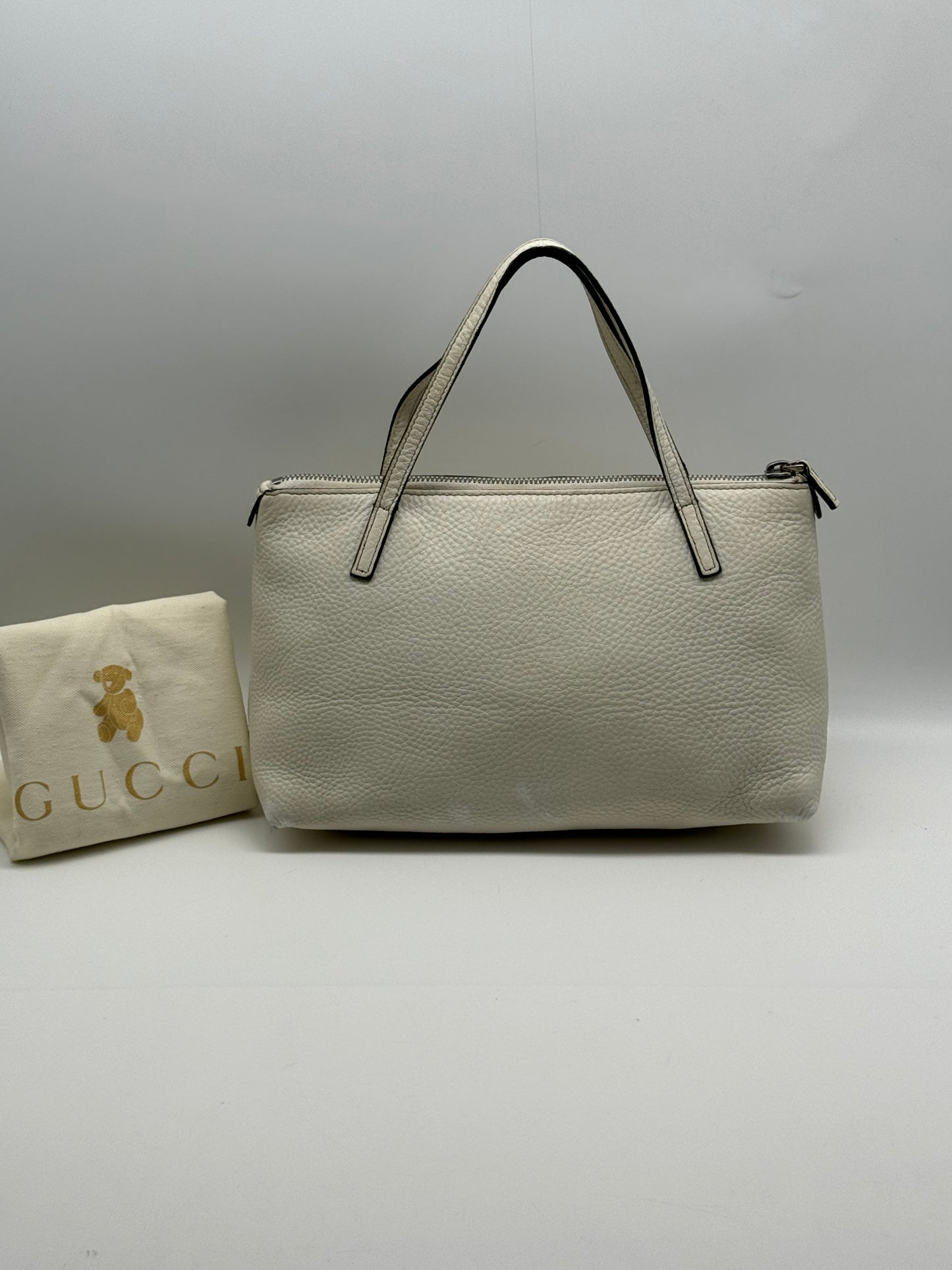 Authentic Gucci Soho Kid White Leather Small Tote