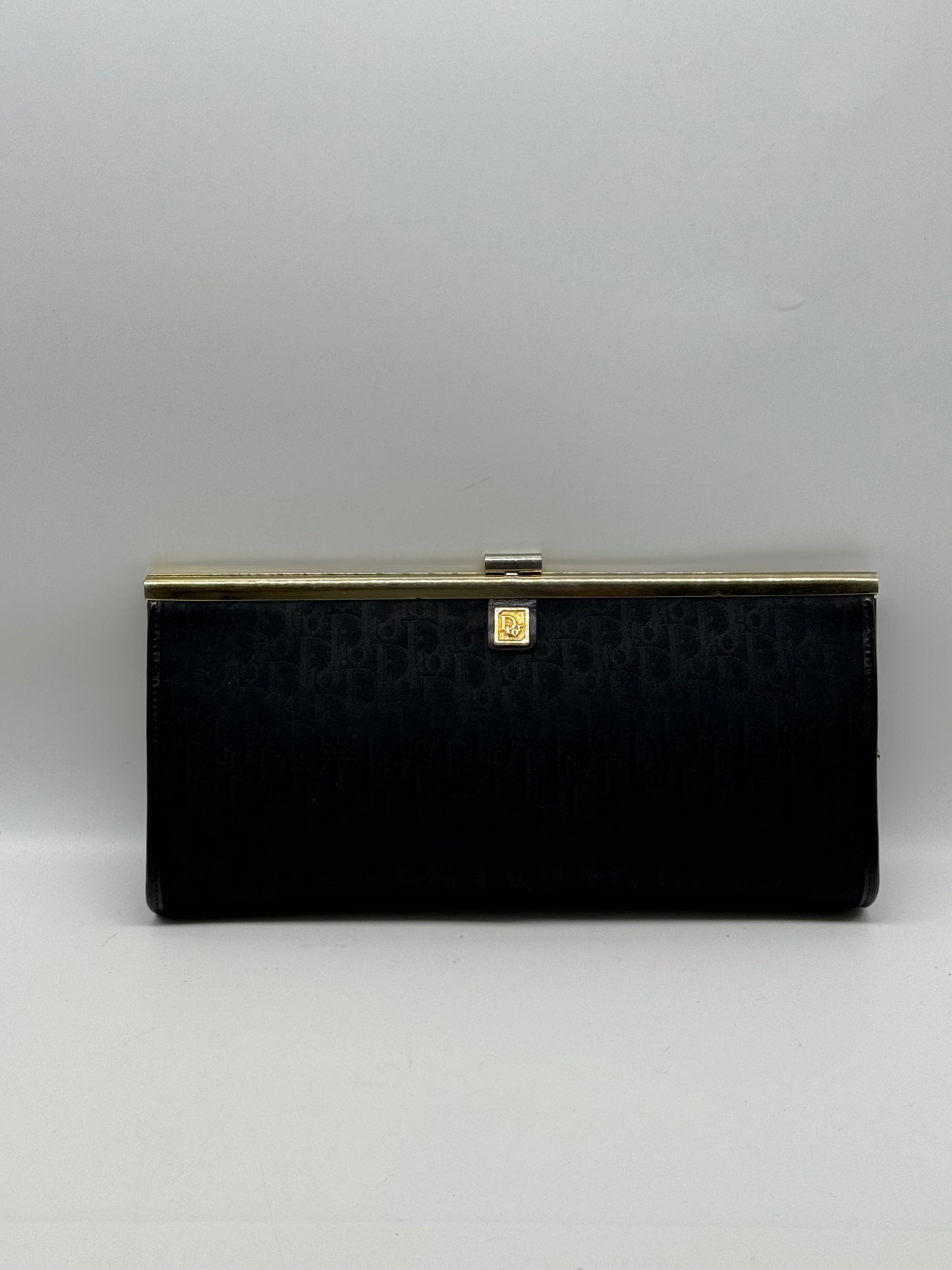 Authentic Christian Dior Black Trotter Jacquard Cloth Clutch