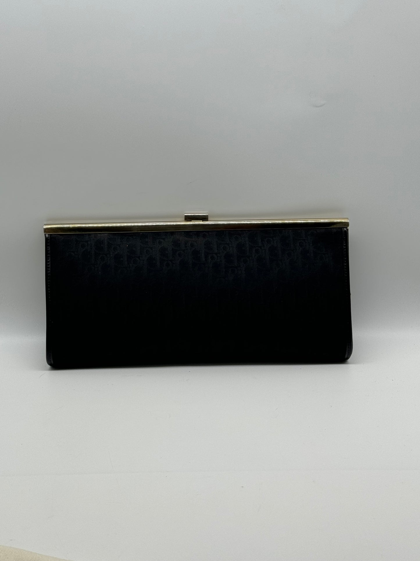 Authentic Christian Dior Black Trotter Jacquard Cloth Clutch
