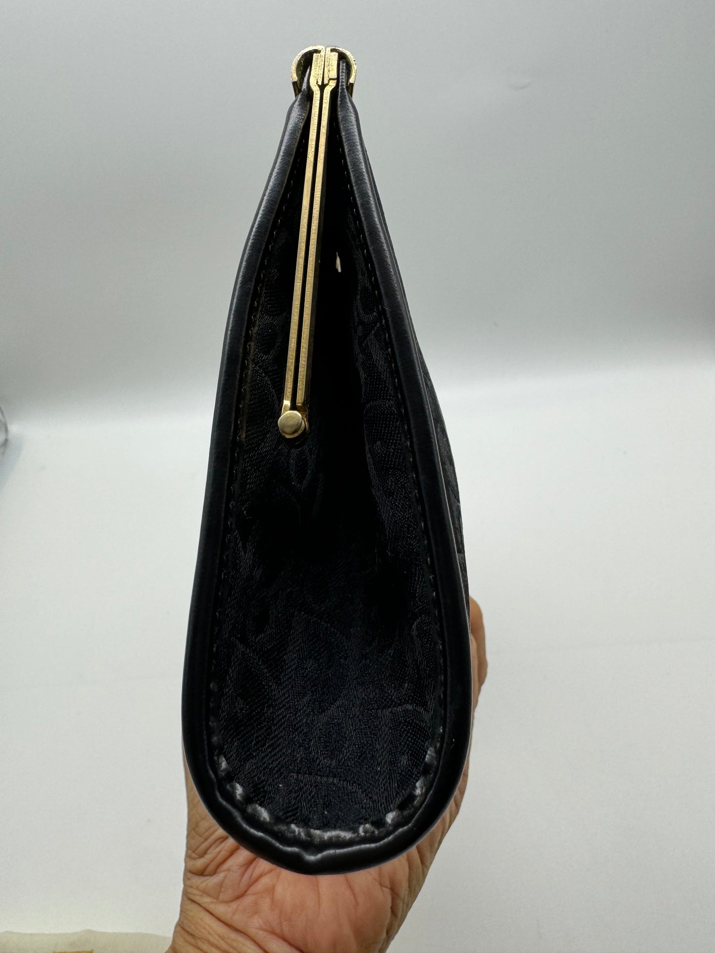 Authentic Christian Dior Black Trotter Jacquard Cloth Clutch