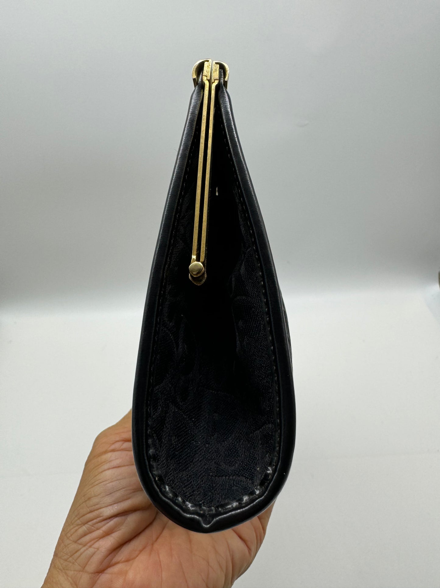 Authentic Christian Dior Black Trotter Jacquard Cloth Clutch