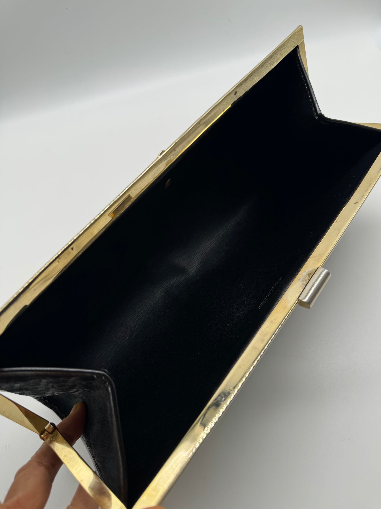 Authentic Christian Dior Black Trotter Jacquard Cloth Clutch