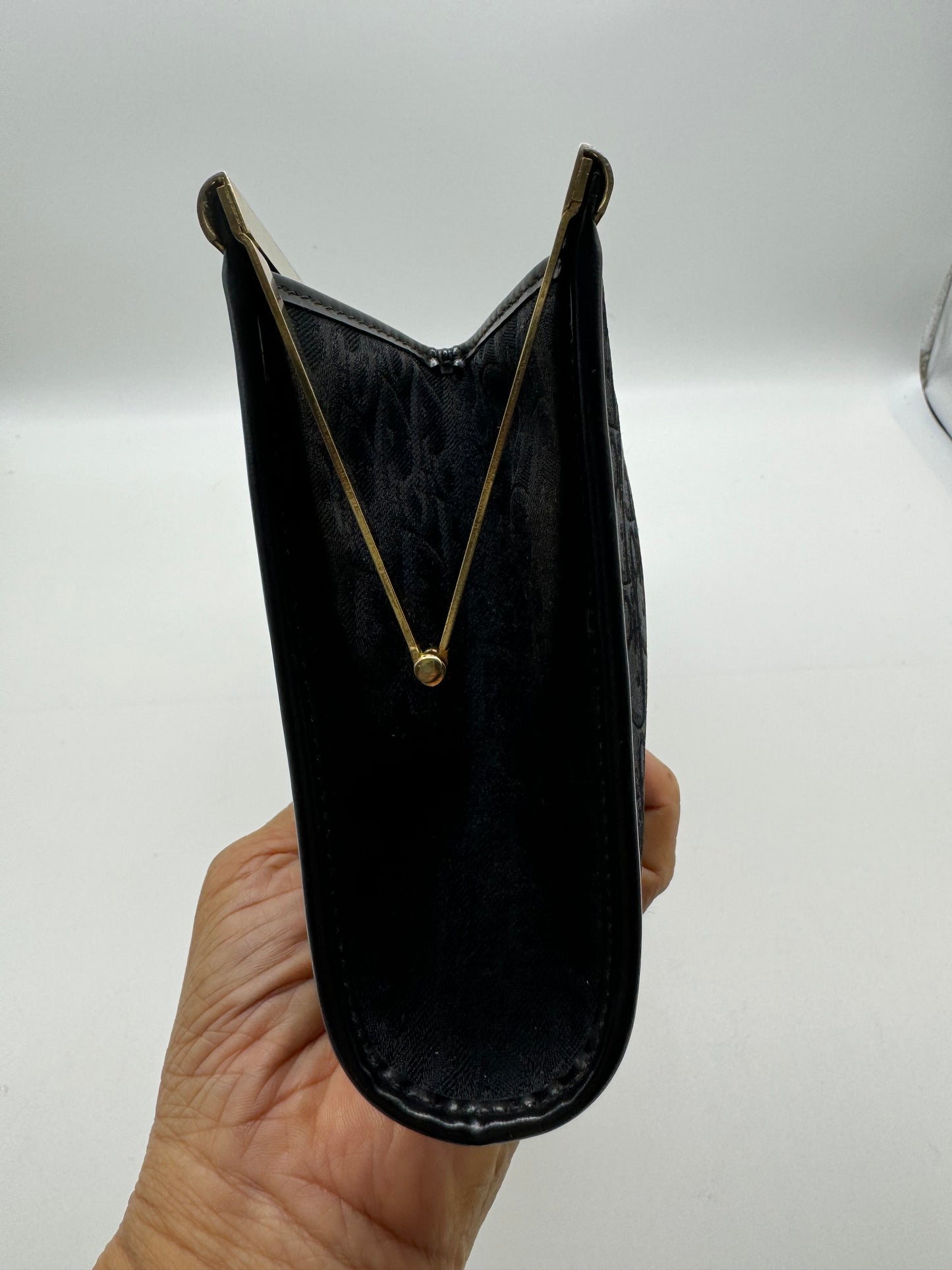 Authentic Christian Dior Black Trotter Jacquard Cloth Clutch