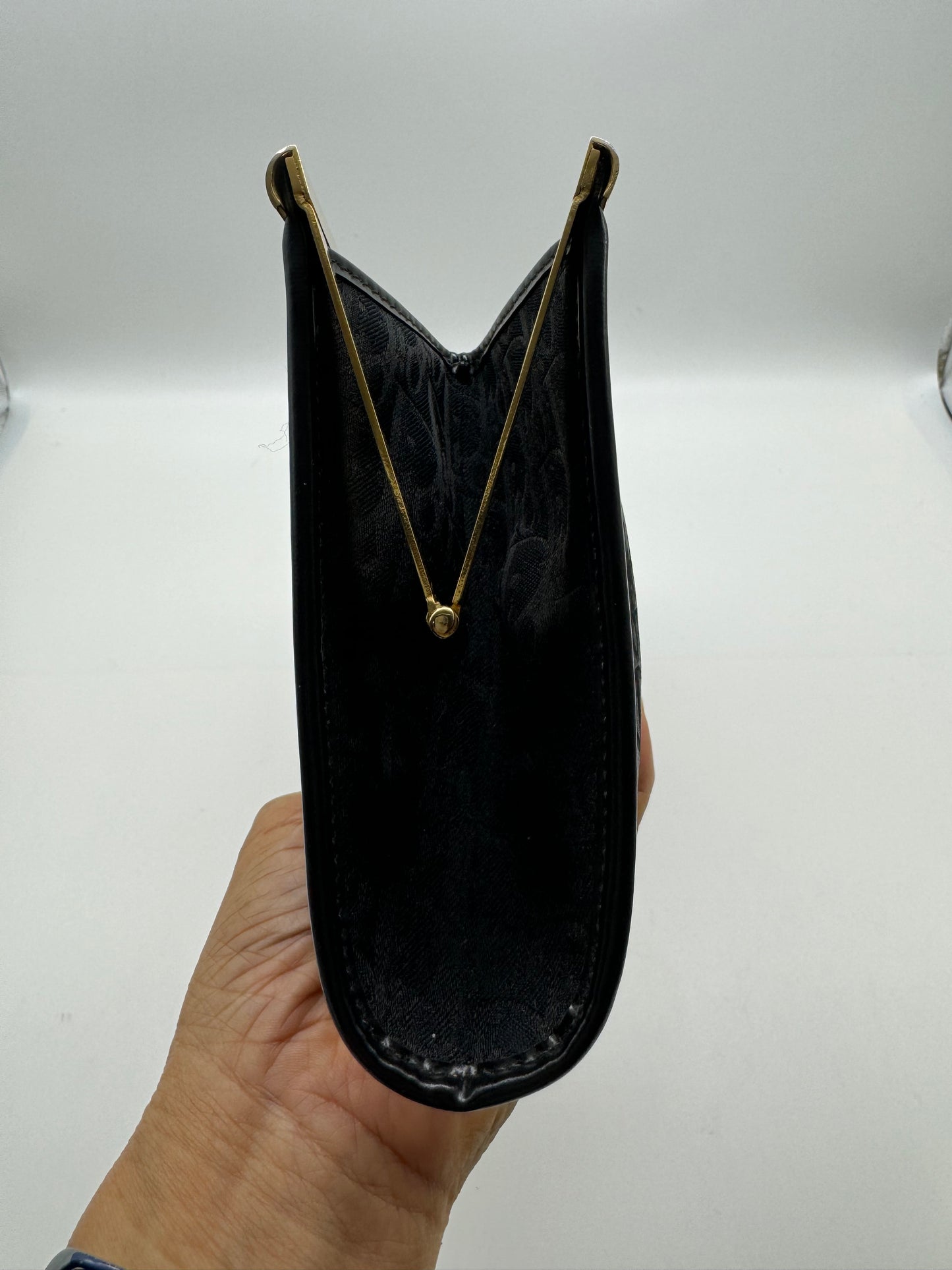 Authentic Christian Dior Black Trotter Jacquard Cloth Clutch