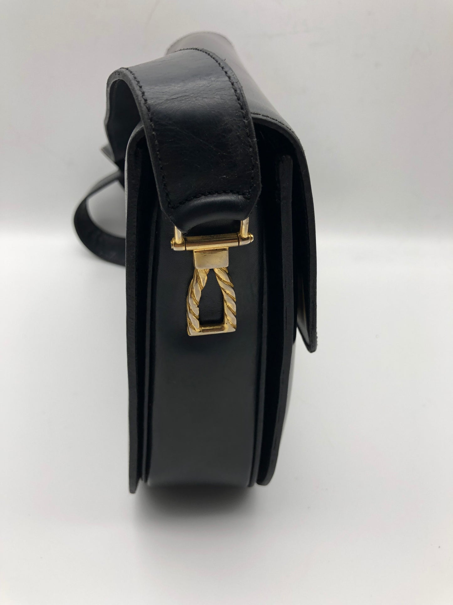 Authentic Celine Vintage Black Leather Shoulder Bag