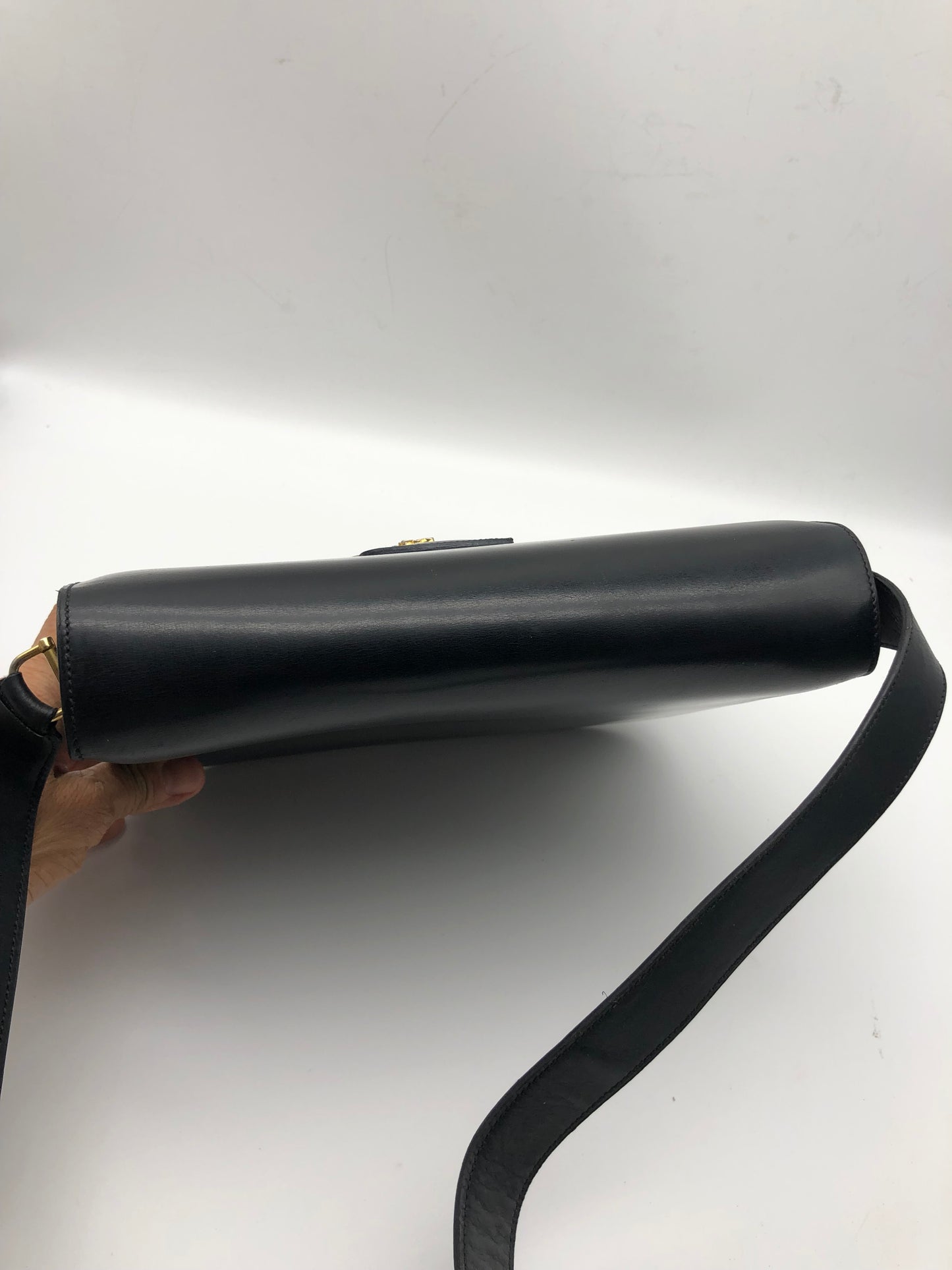 Authentic Celine Vintage Black Leather Shoulder Bag