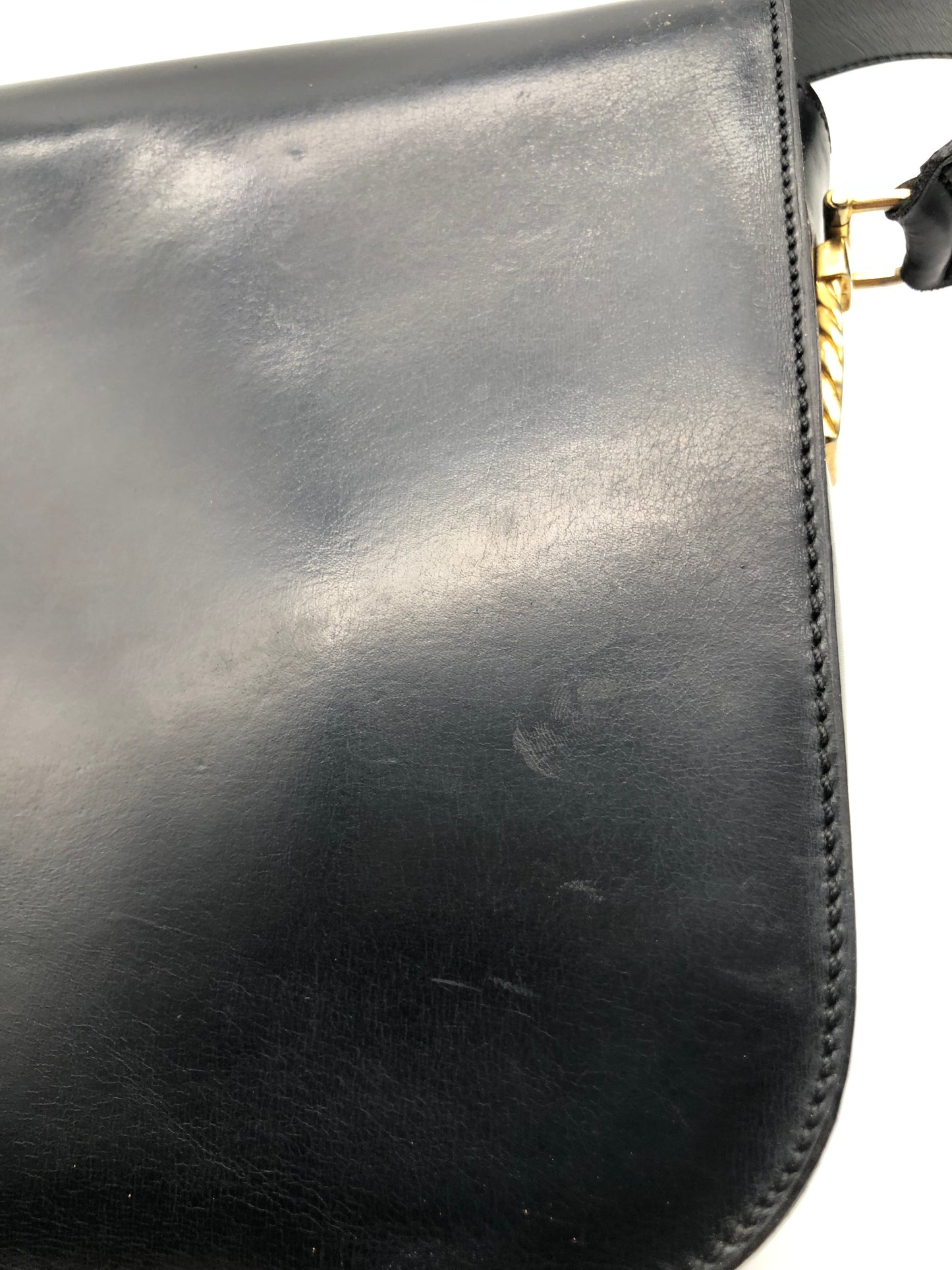 Authentic Celine Vintage Black Leather Shoulder Bag