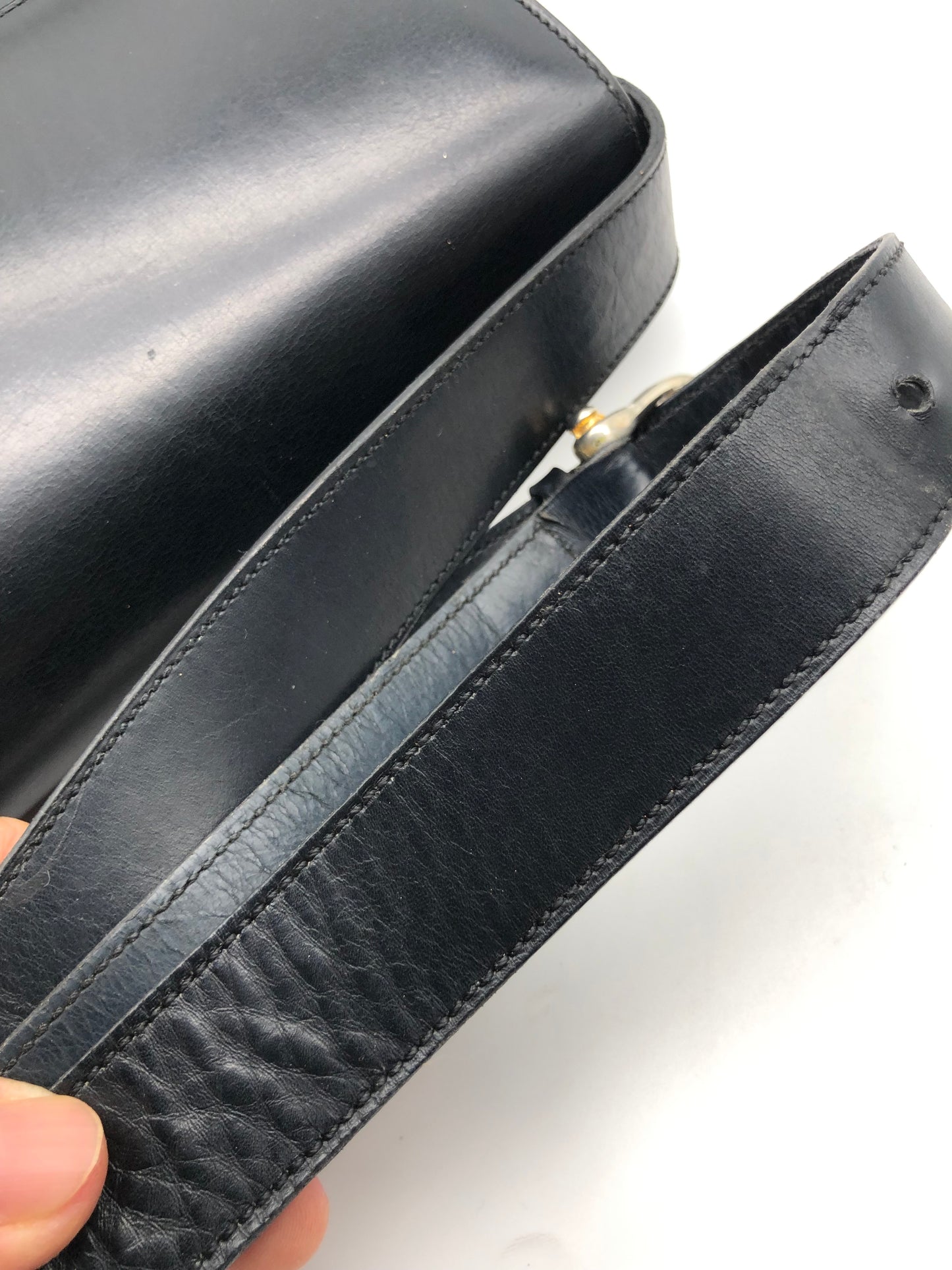 Authentic Celine Vintage Black Leather Shoulder Bag