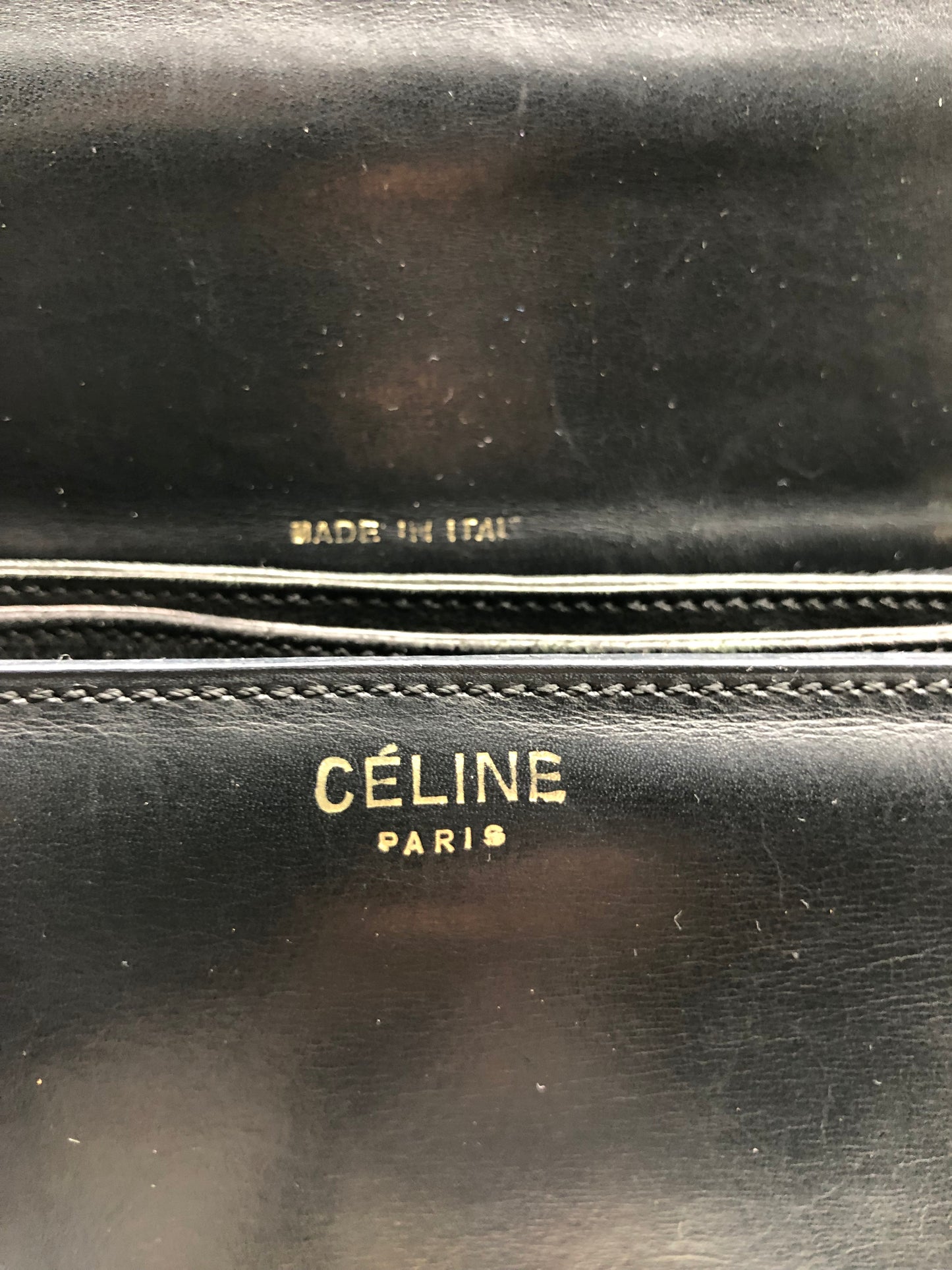 Authentic Celine Vintage Black Leather Shoulder Bag
