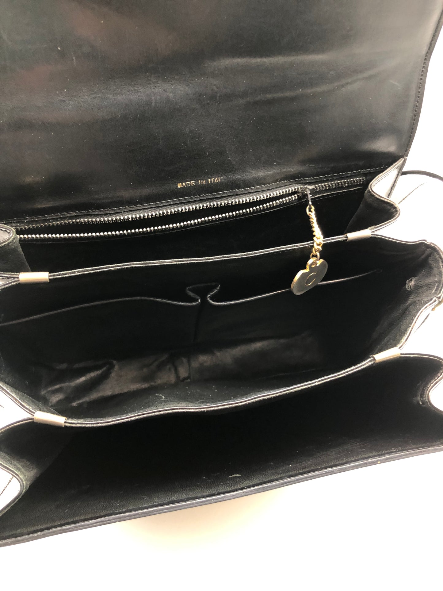Authentic Celine Vintage Black Leather Shoulder Bag