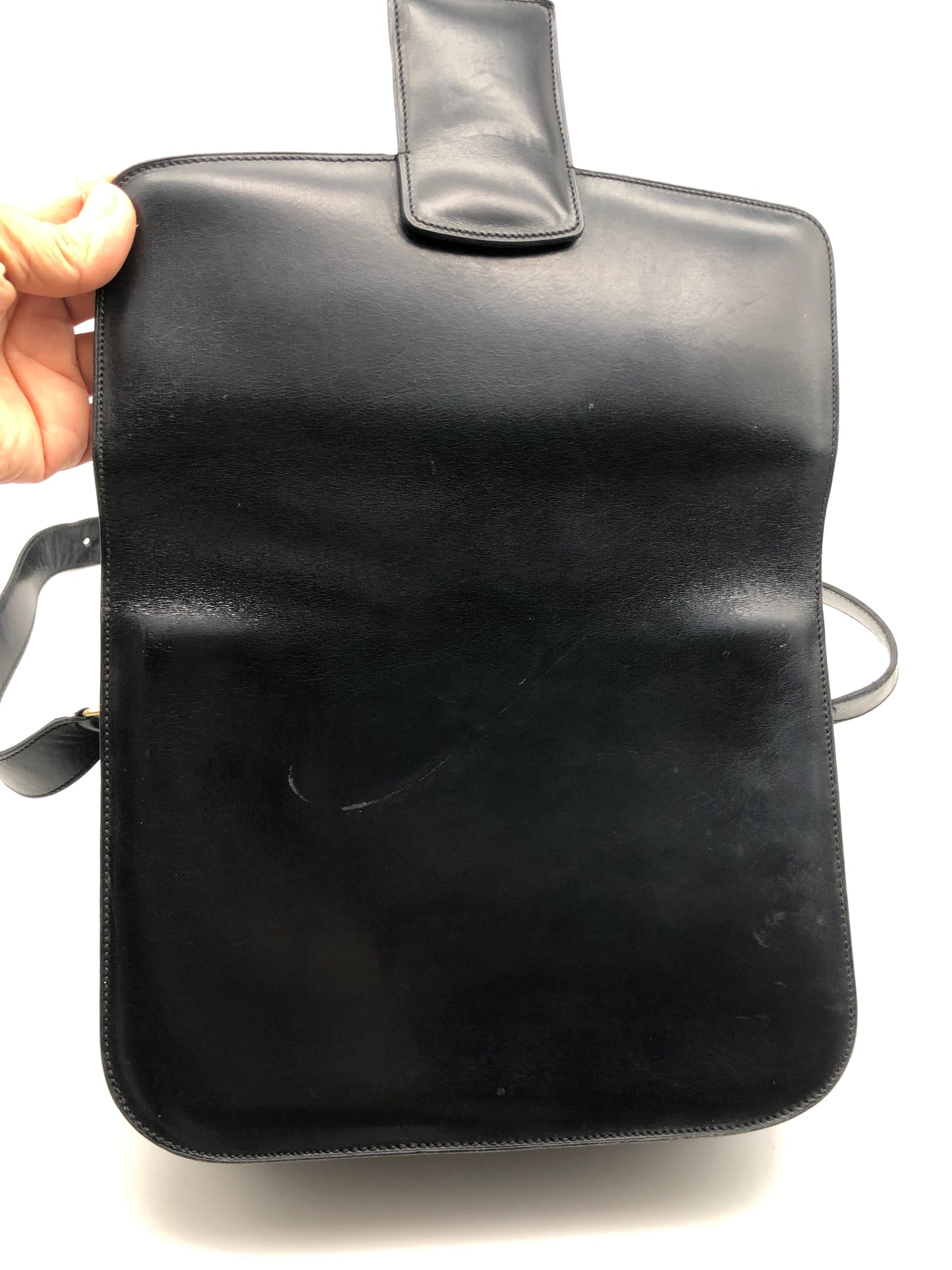 Authentic Celine Vintage Black Leather Shoulder Bag