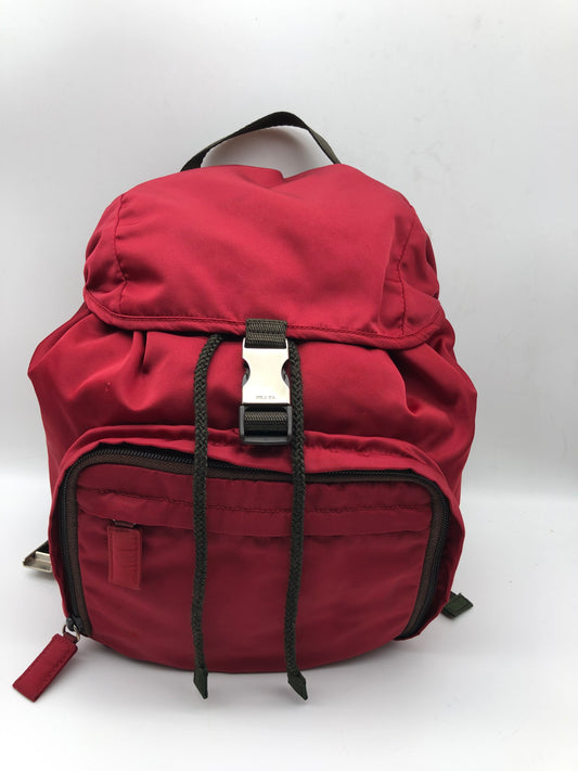 Authentic Prada Red Nylon Medium Backpack