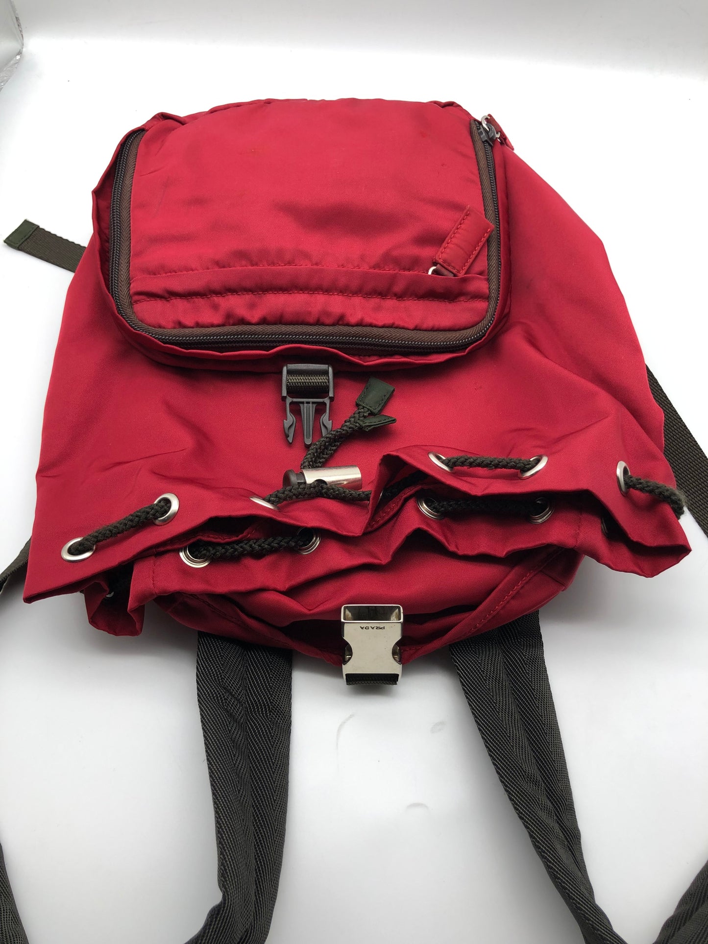 Authentic Prada Red Nylon Medium Backpack