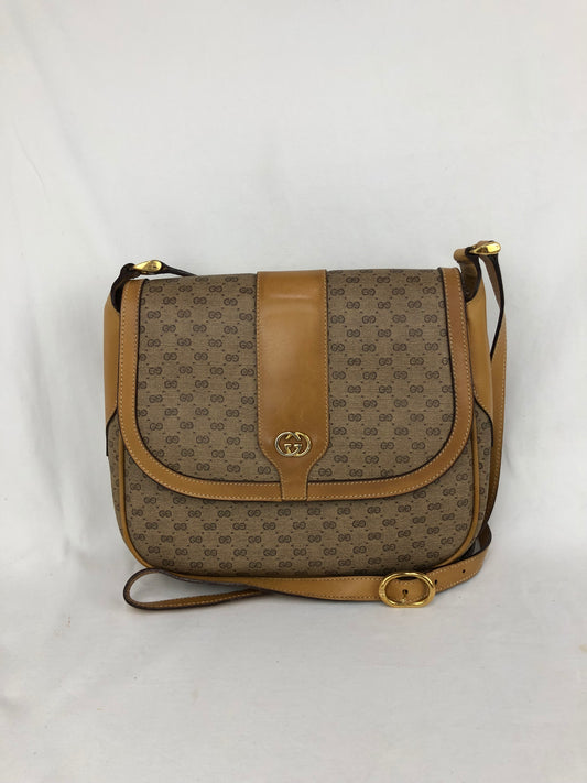 Authentic GUCCI Micro Monogram Coated Canvas Vintage Crossbody Bag