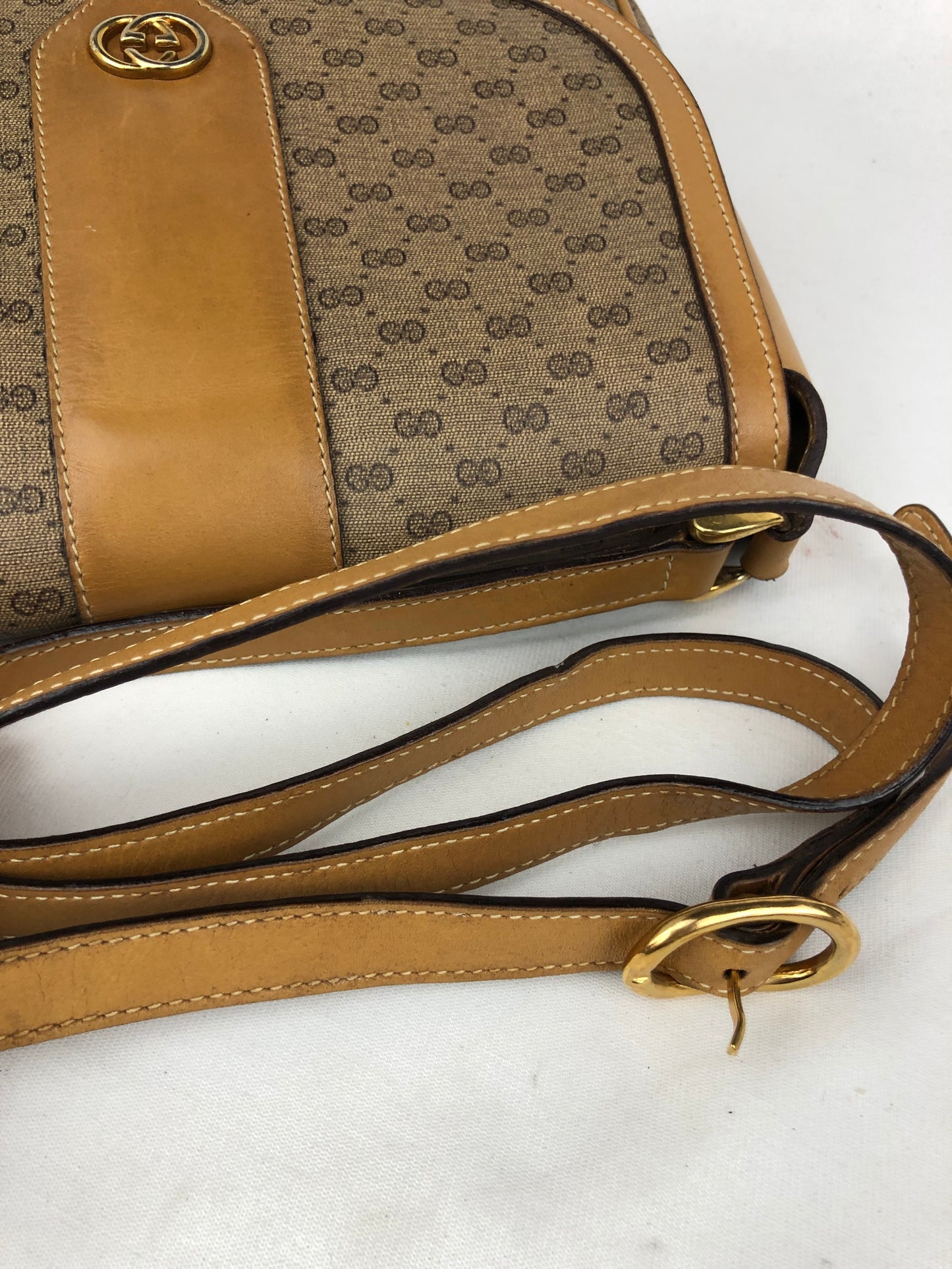 Authentic GUCCI Micro Monogram Coated Canvas Vintage Crossbody Bag