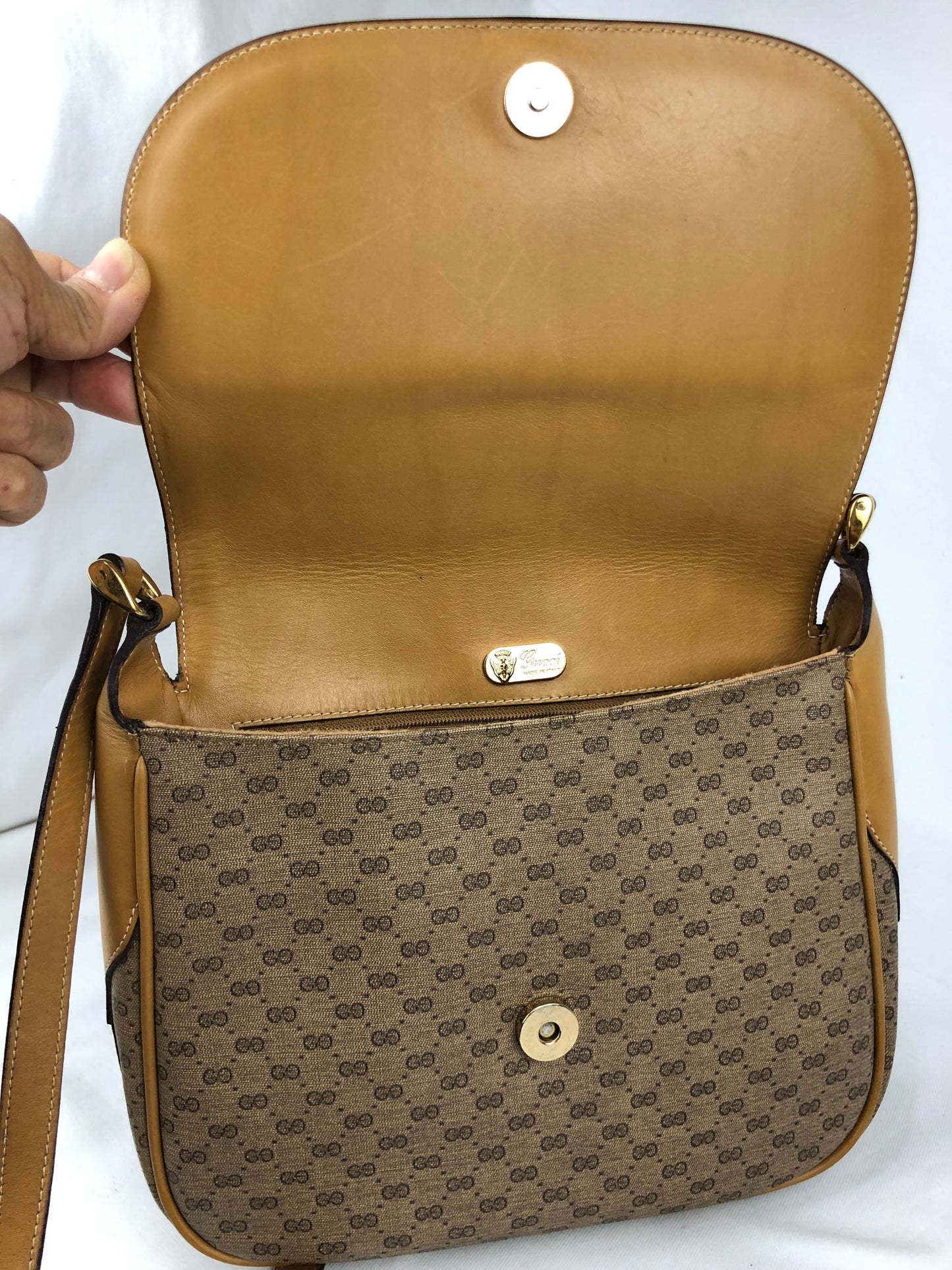 Authentic GUCCI Micro Monogram Coated Canvas Vintage Crossbody Bag