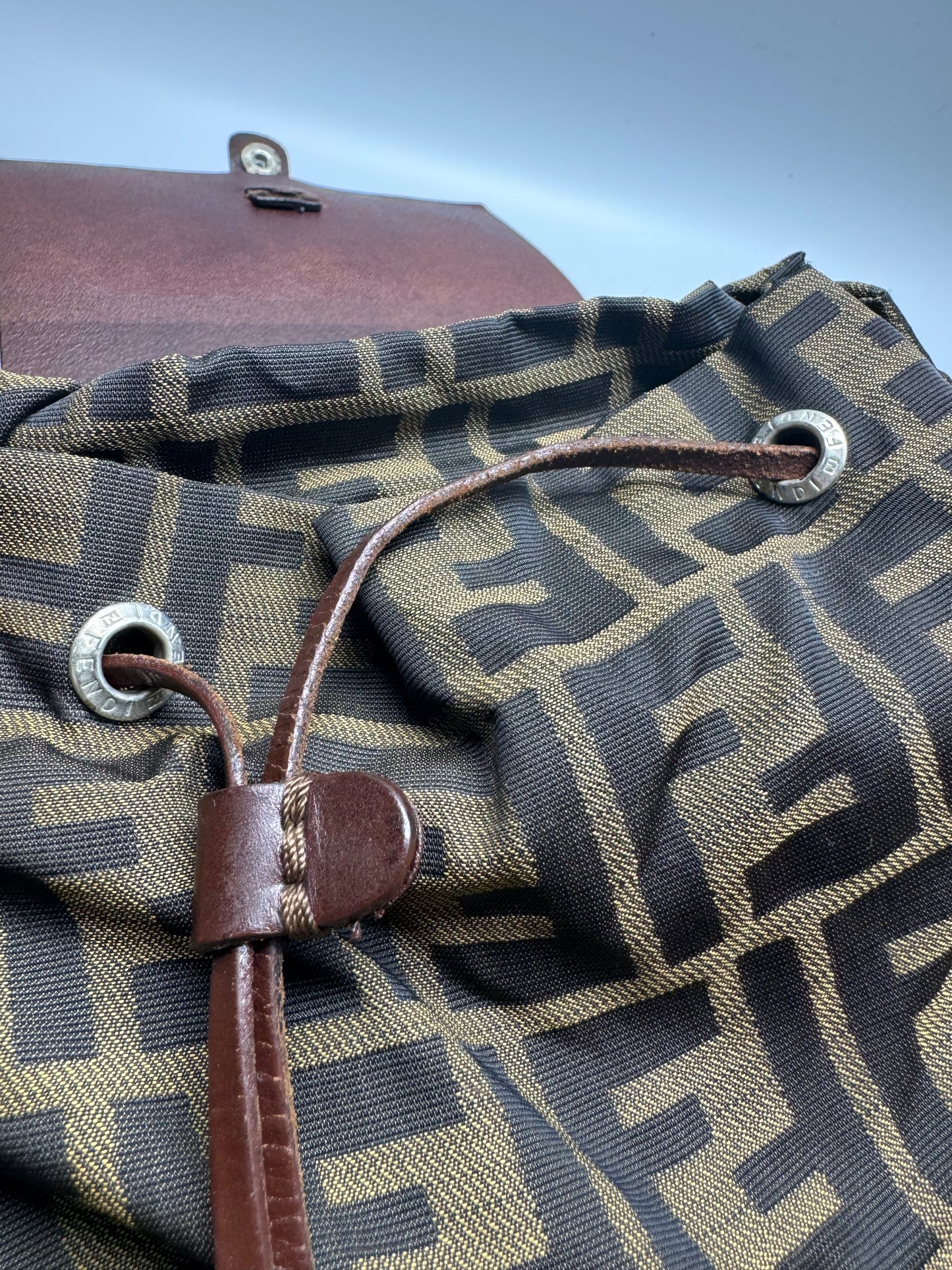 Authentic Fendi Vintage FF Zucca Cloth Backpack
