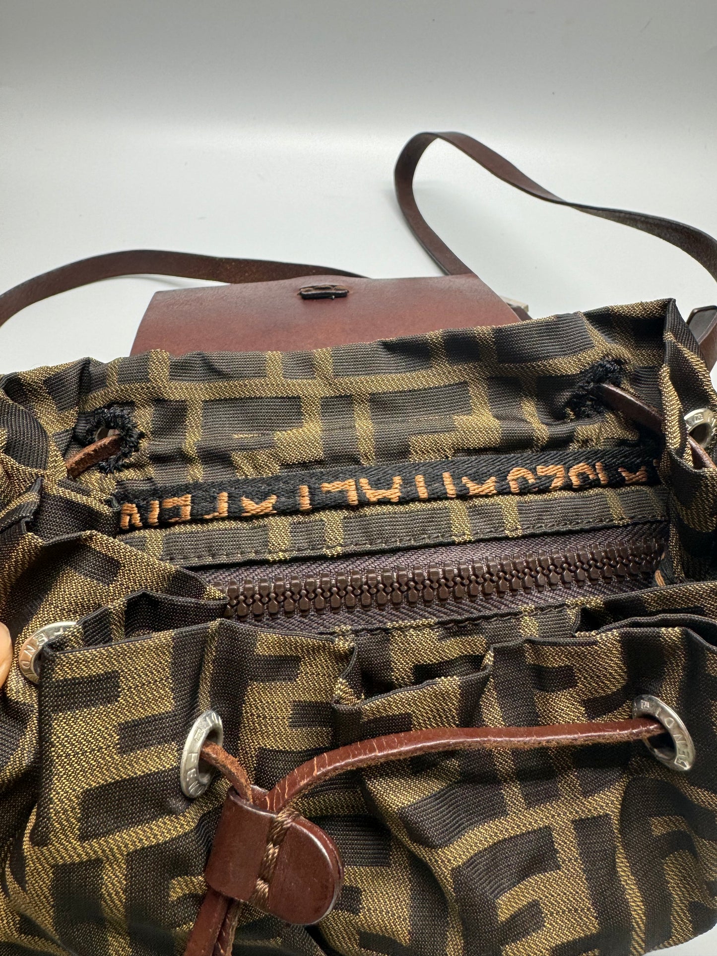 Authentic Fendi Vintage FF Zucca Cloth Backpack