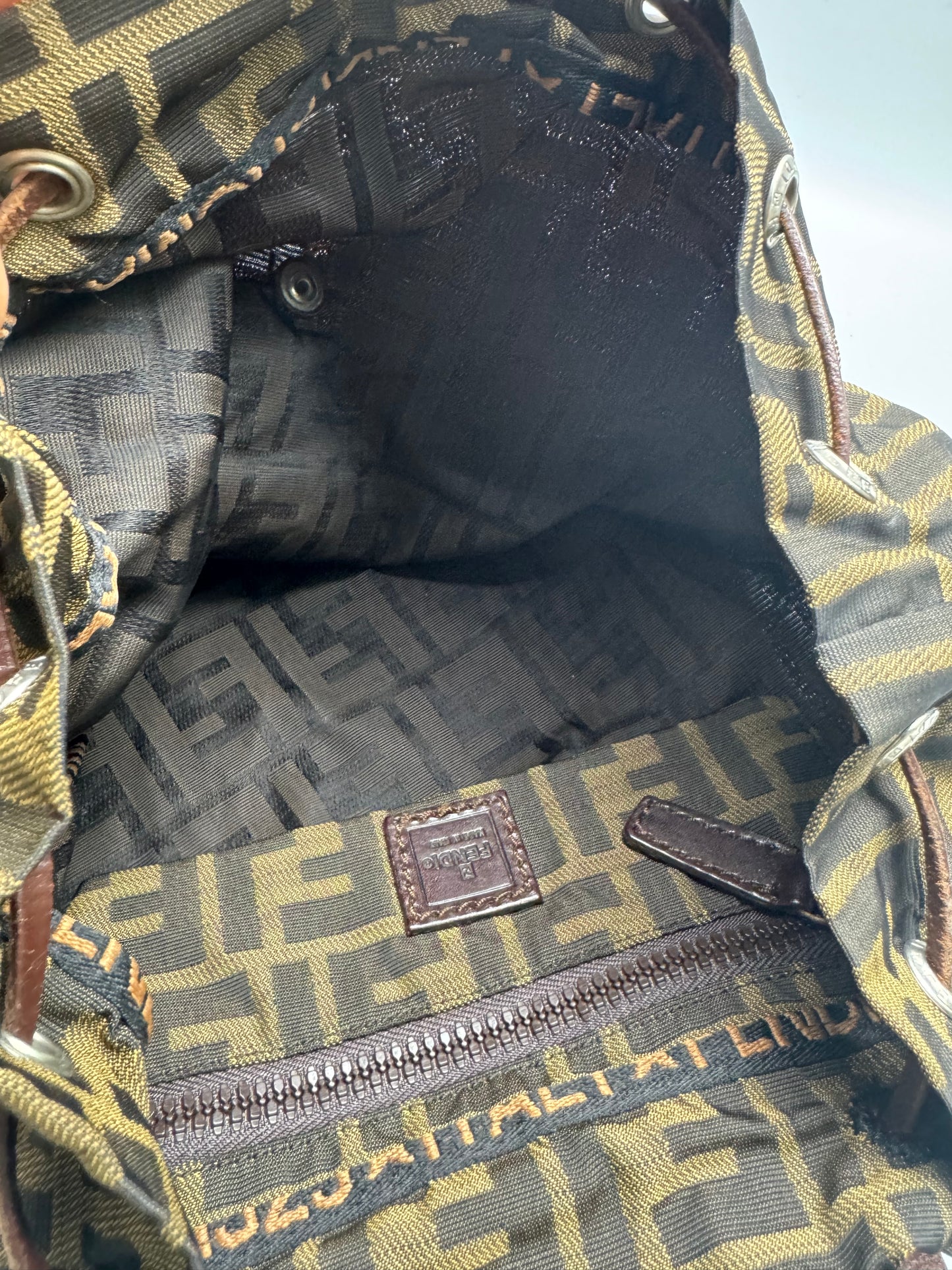 Authentic Fendi Vintage FF Zucca Cloth Backpack