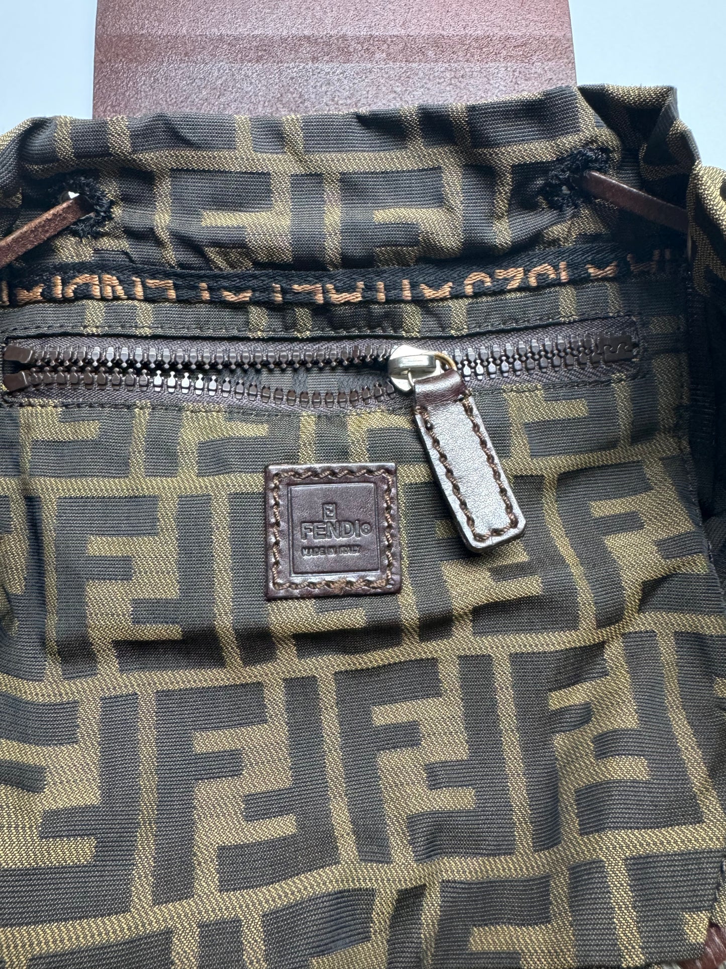 Authentic Fendi Vintage FF Zucca Cloth Backpack