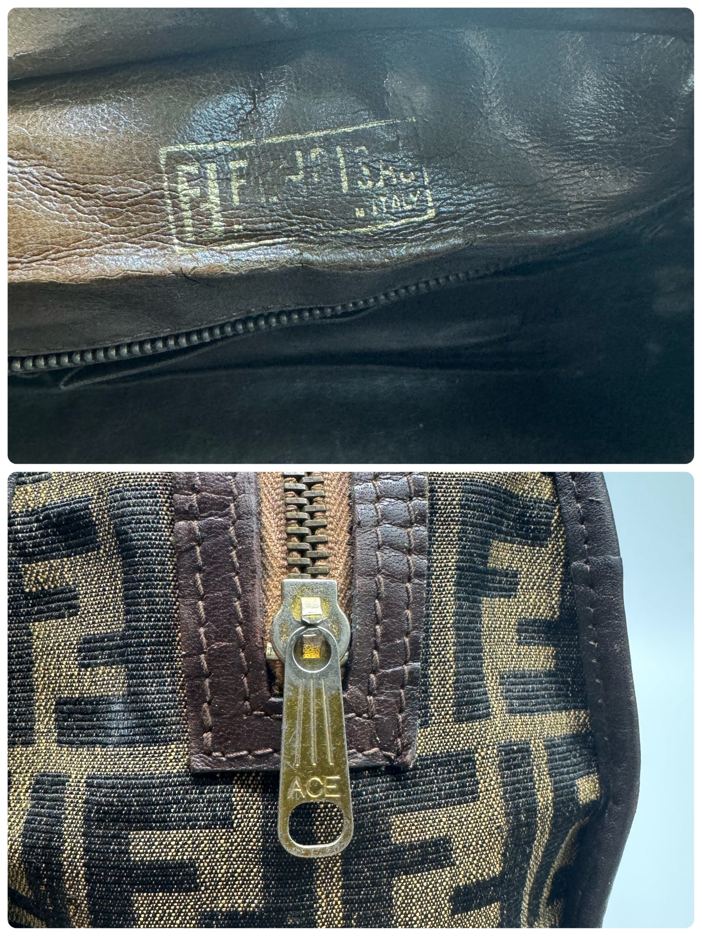Authentic Fendi Vintage FF Zucca Cloth Boston Handbag
