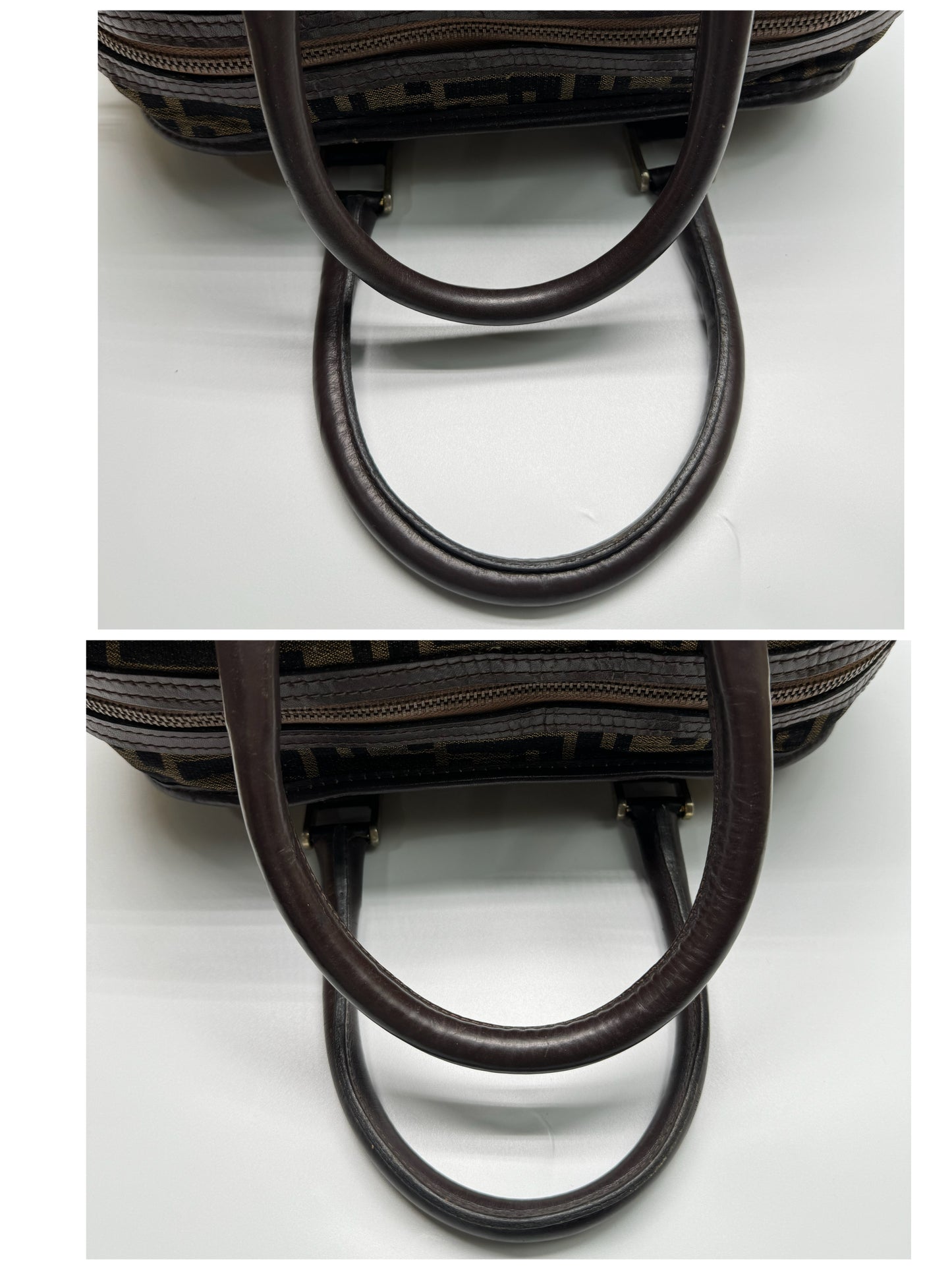 Authentic Fendi Vintage FF Zucca Cloth Boston Handbag