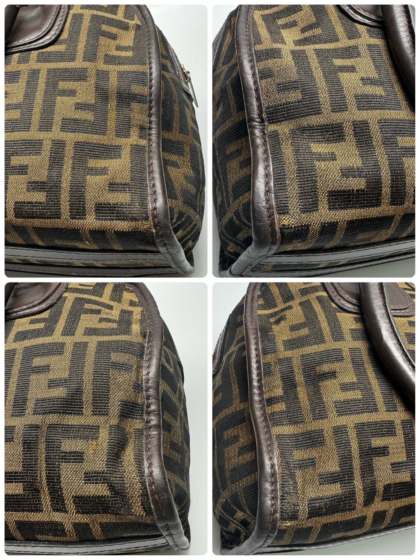 Authentic Fendi Vintage FF Zucca Cloth Boston Handbag