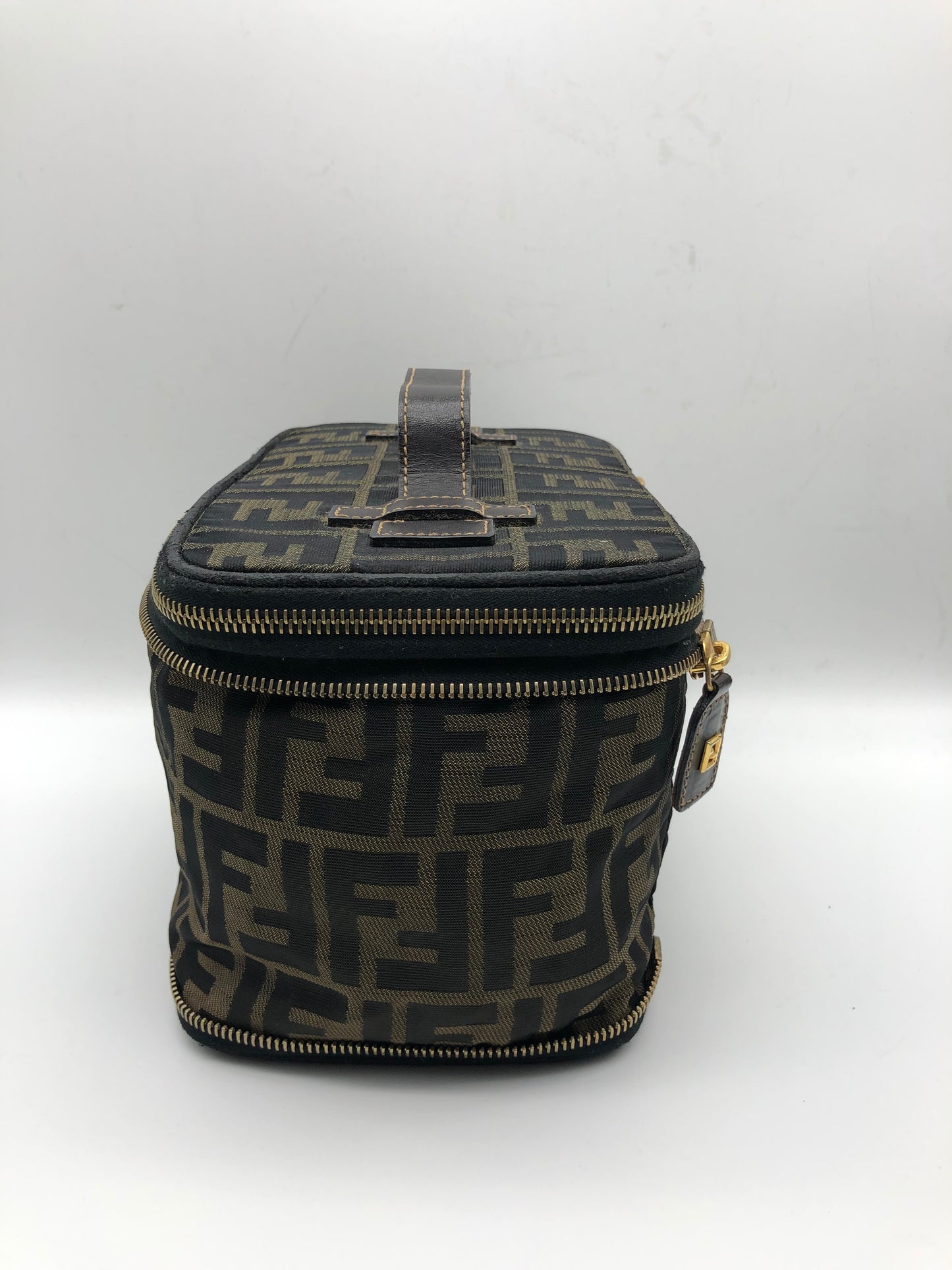 Authentic Fendi Vanity Makeup Foldable Pouch Brown FF Zucca Handbag