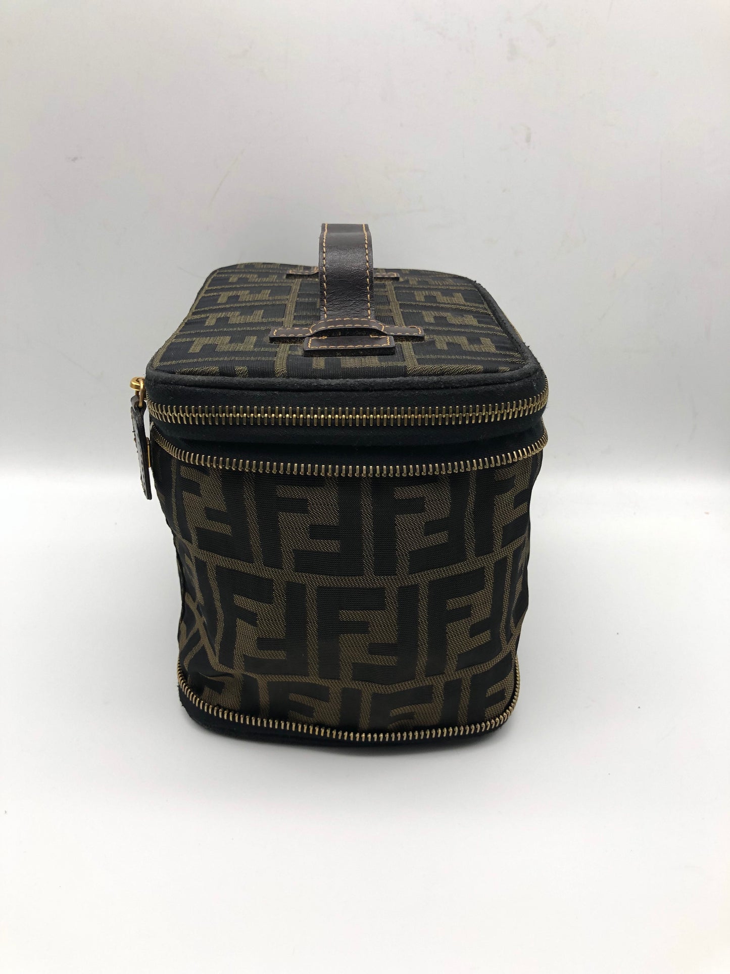 Authentic Fendi Vanity Makeup Foldable Pouch Brown FF Zucca Handbag