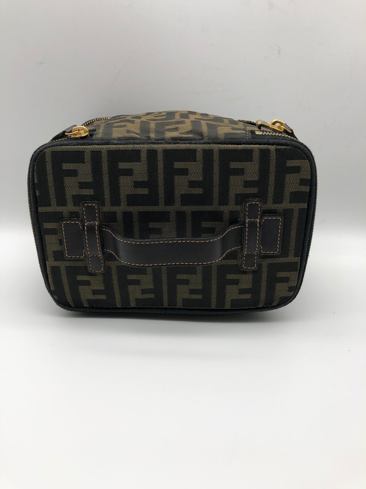 Authentic Fendi Vanity Makeup Foldable Pouch Brown FF Zucca Handbag