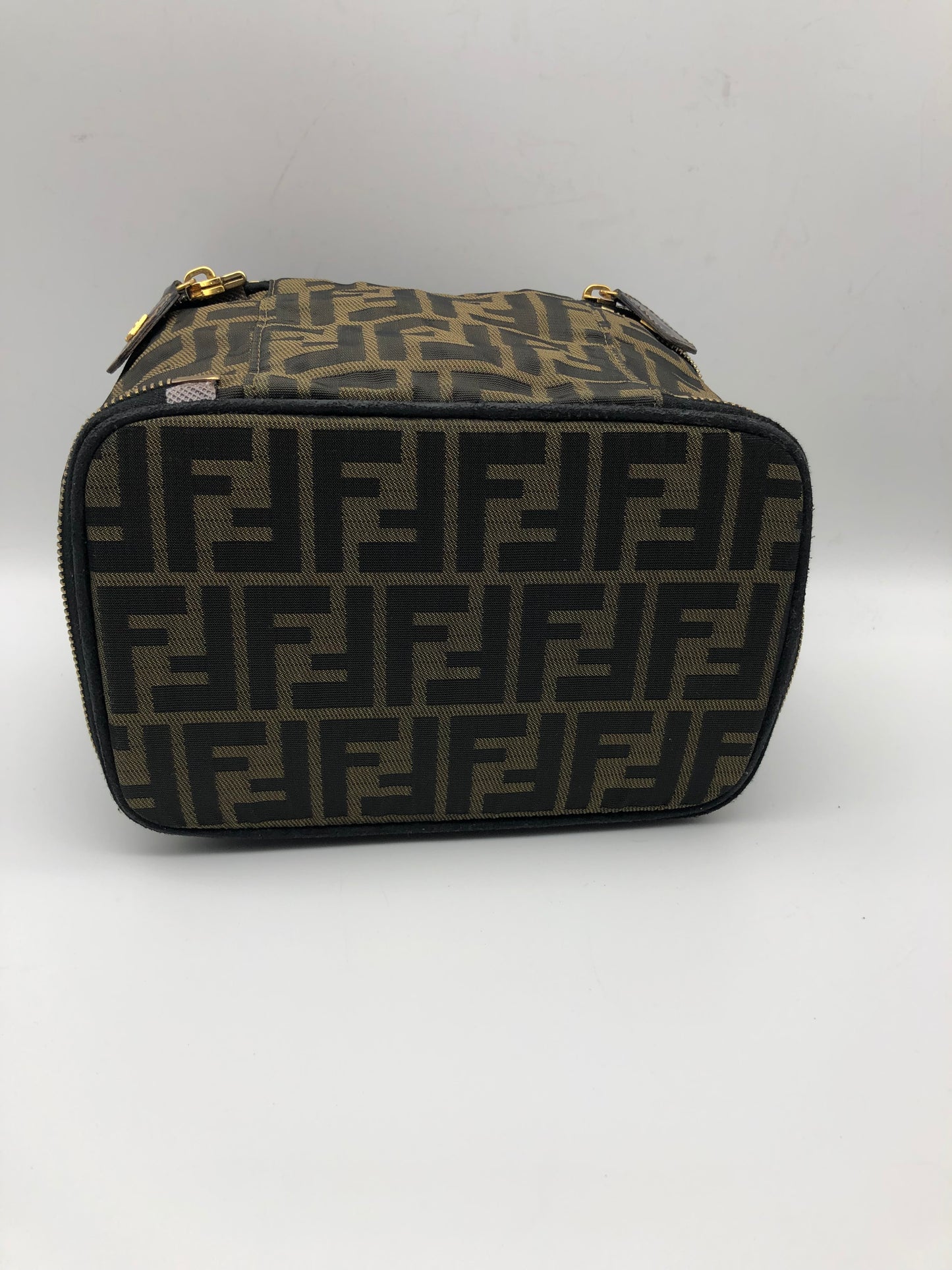Authentic Fendi Vanity Makeup Foldable Pouch Brown FF Zucca Handbag