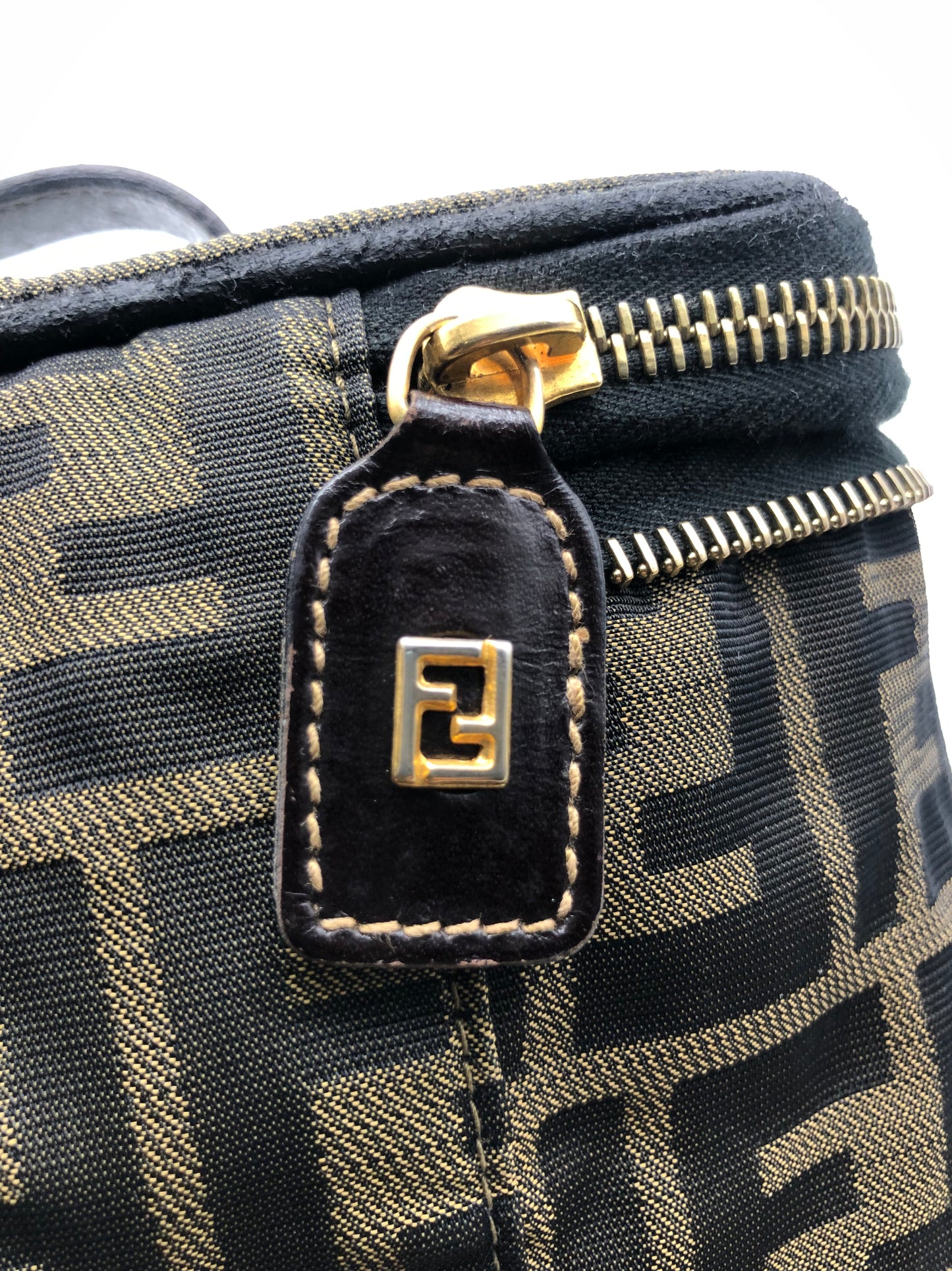 Authentic Fendi Vanity Makeup Foldable Pouch Brown FF Zucca Handbag