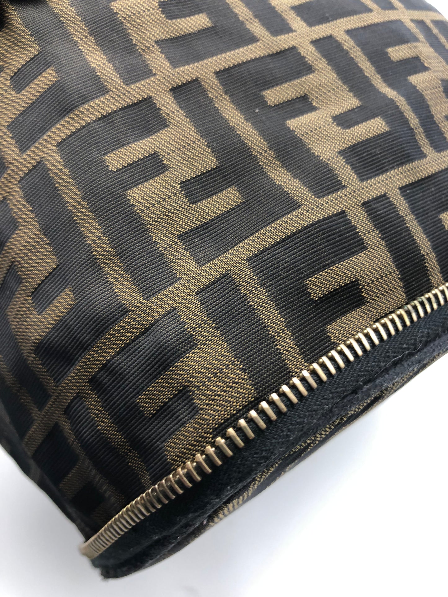 Authentic Fendi Vanity Makeup Foldable Pouch Brown FF Zucca Handbag
