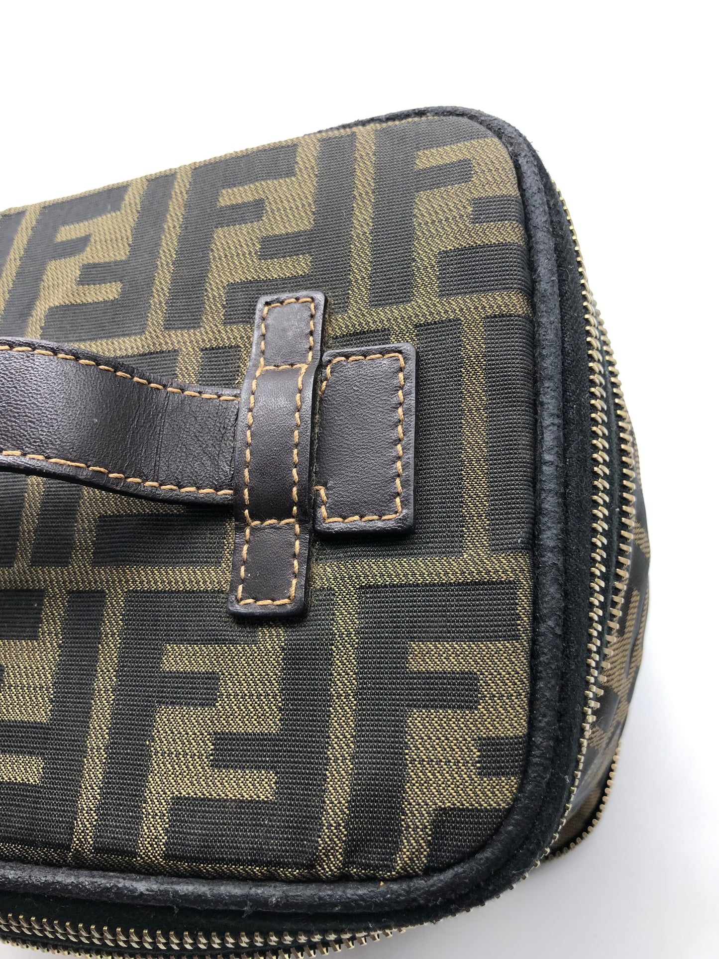 Authentic Fendi Vanity Makeup Foldable Pouch Brown FF Zucca Handbag