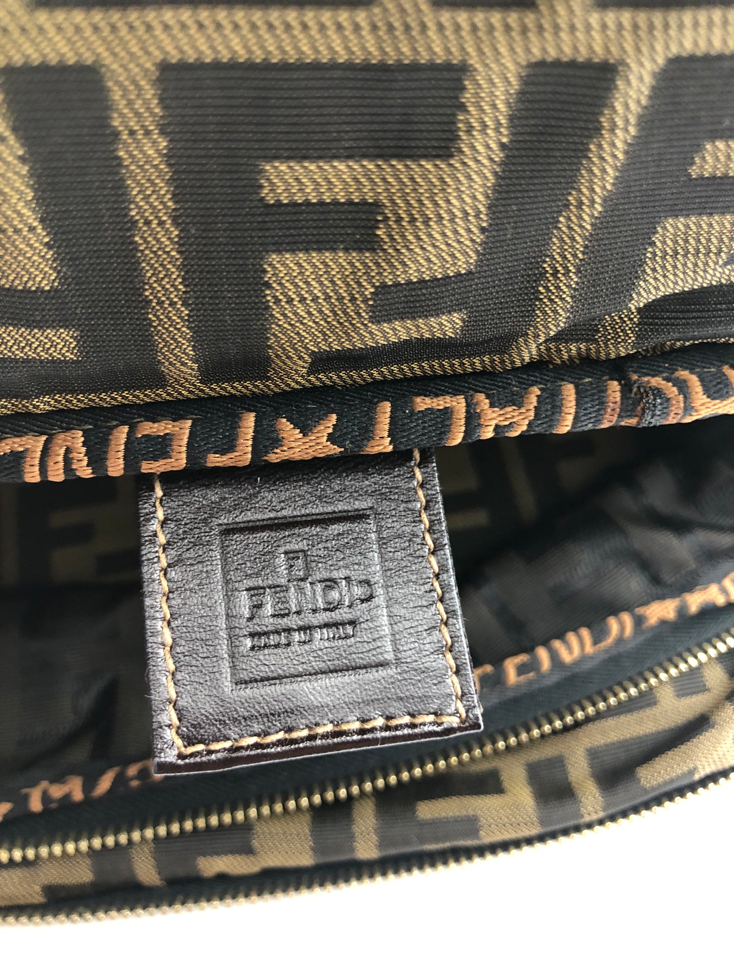 Authentic Fendi Vanity Makeup Foldable Pouch Brown FF Zucca Handbag