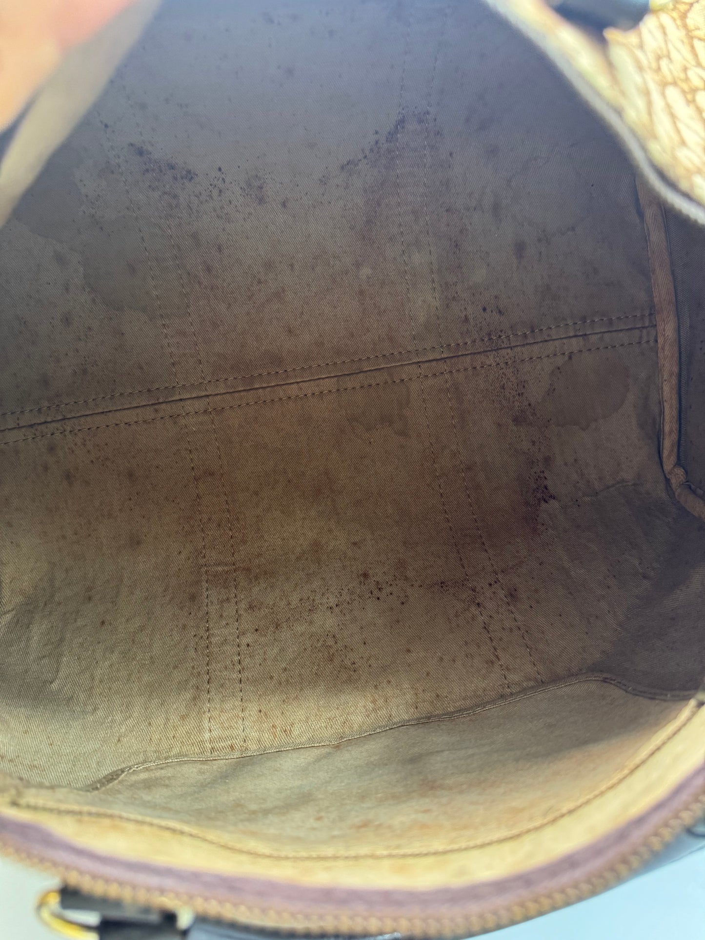 Authentic Christian Dior Brown Trotter Jacquard Cloth Boston 40 Travel Bag