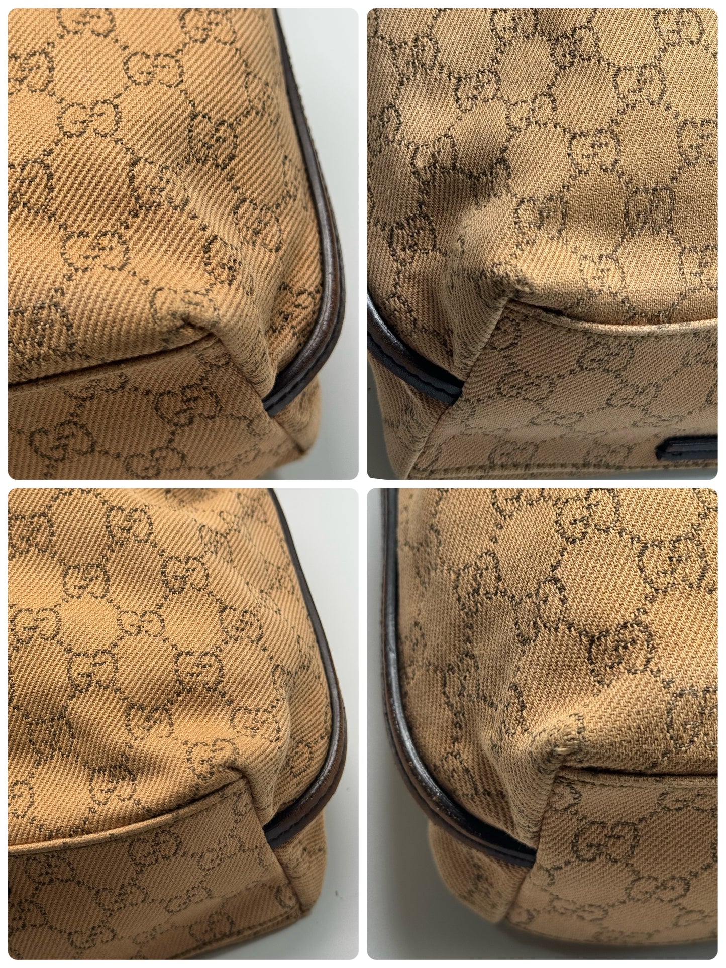 Authentic Gucci Brown GG Cloth Shoulder Bag