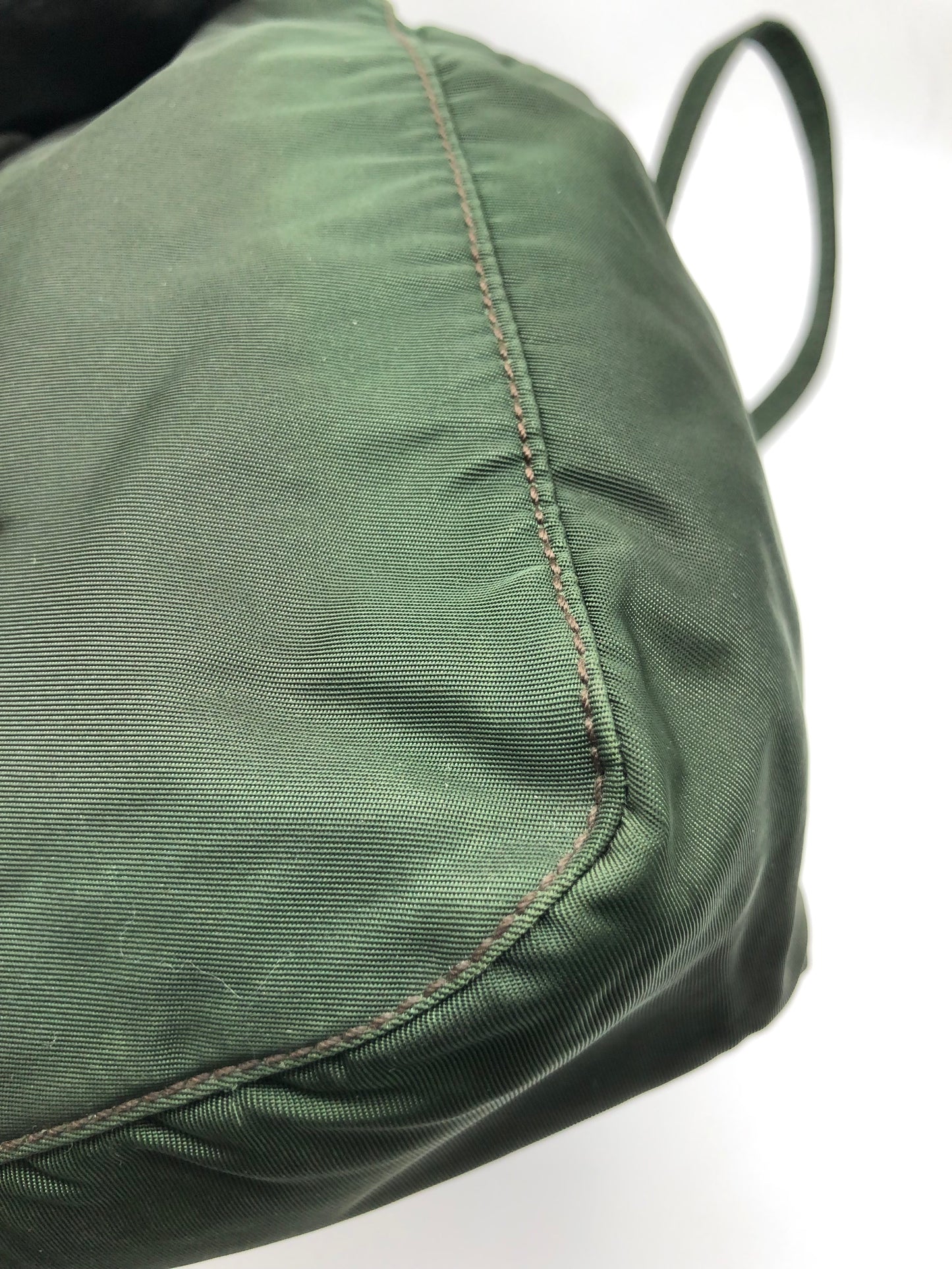 Authentic Prada Mini Backpack Brownish Green Nylon Embroidered Logo