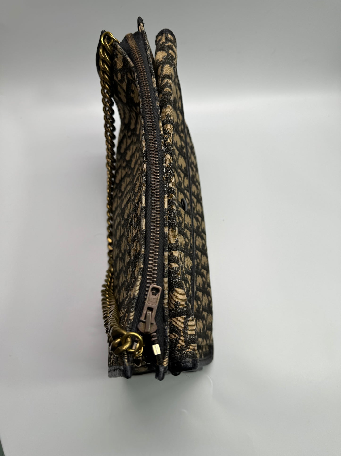 Authentic Christian Dior Black Trotter Jacquard Cloth Clutch