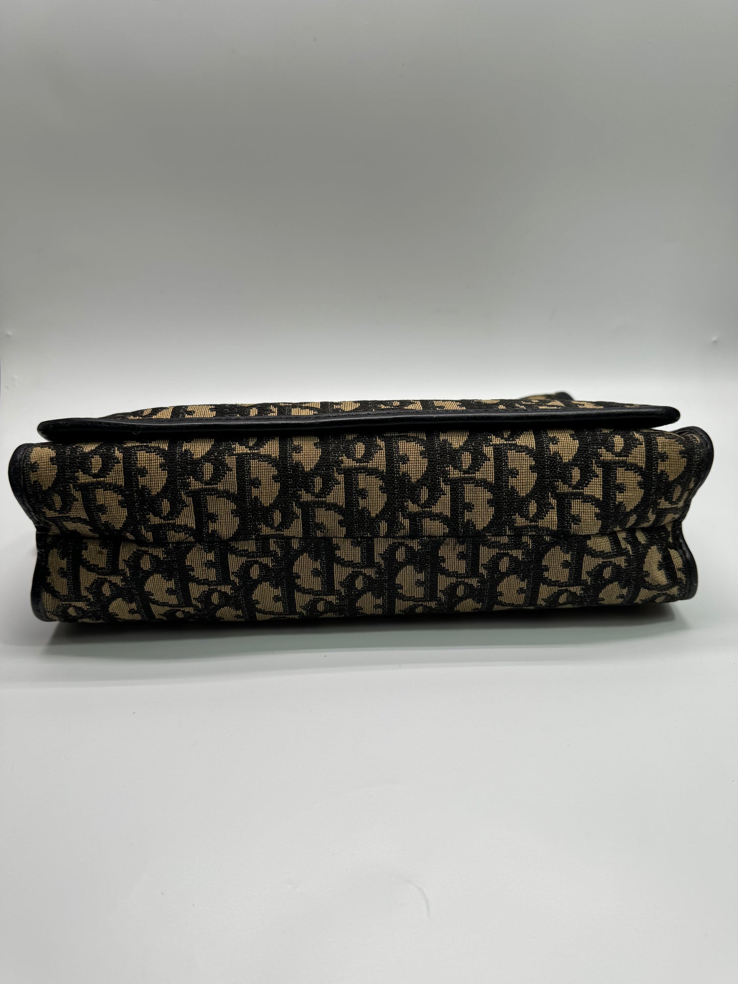 Authentic Christian Dior Black Trotter Jacquard Cloth Clutch