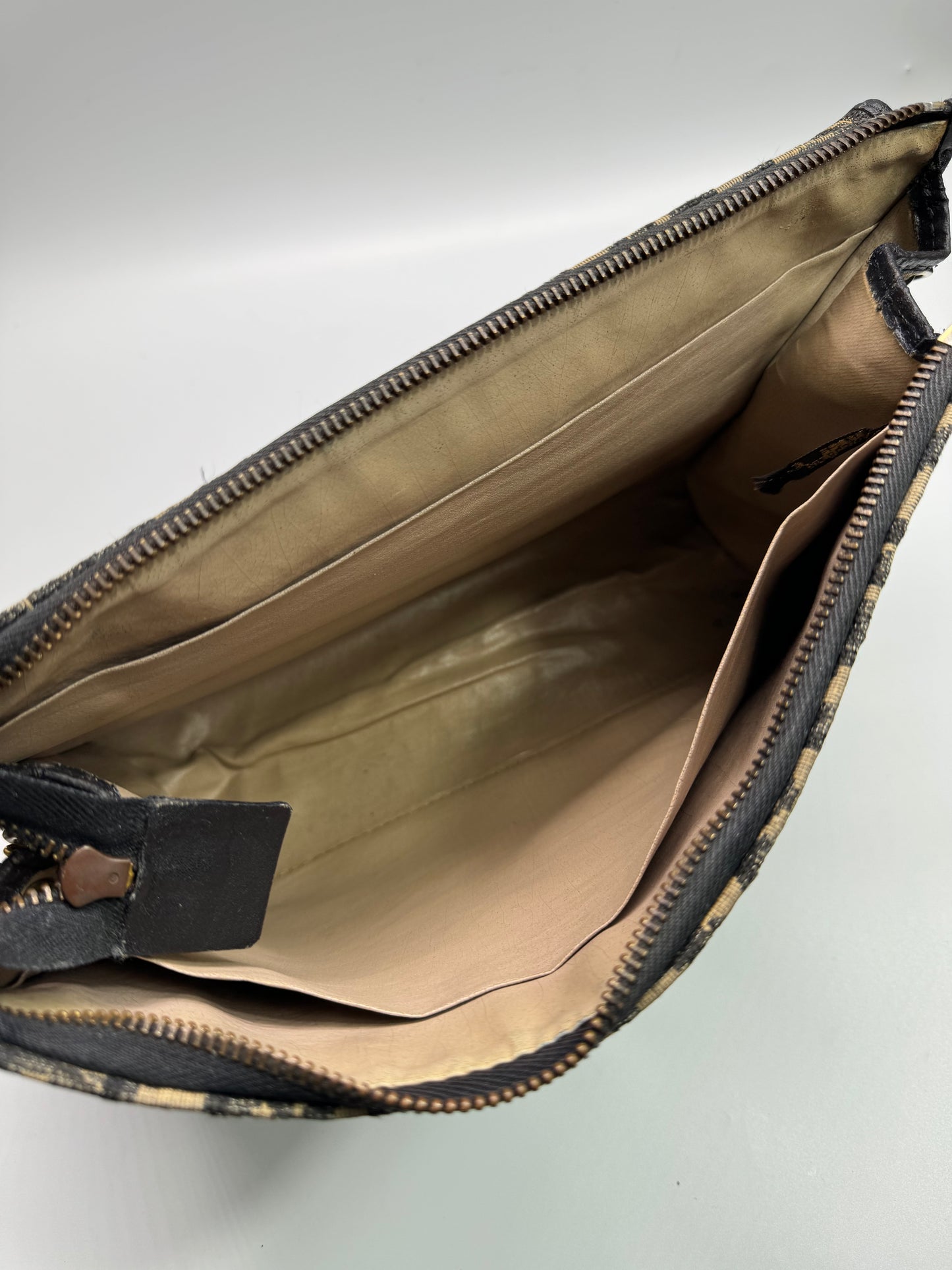 Authentic Christian Dior Black Trotter Jacquard Cloth Clutch
