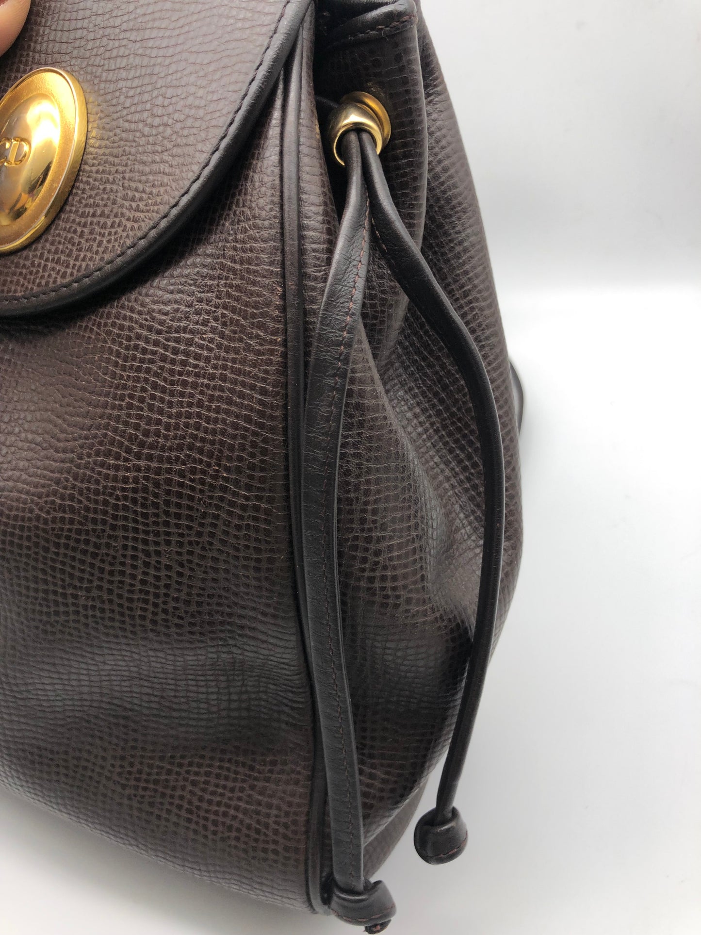 Authentic Christian Dior Dark Brown Leather Backpack
