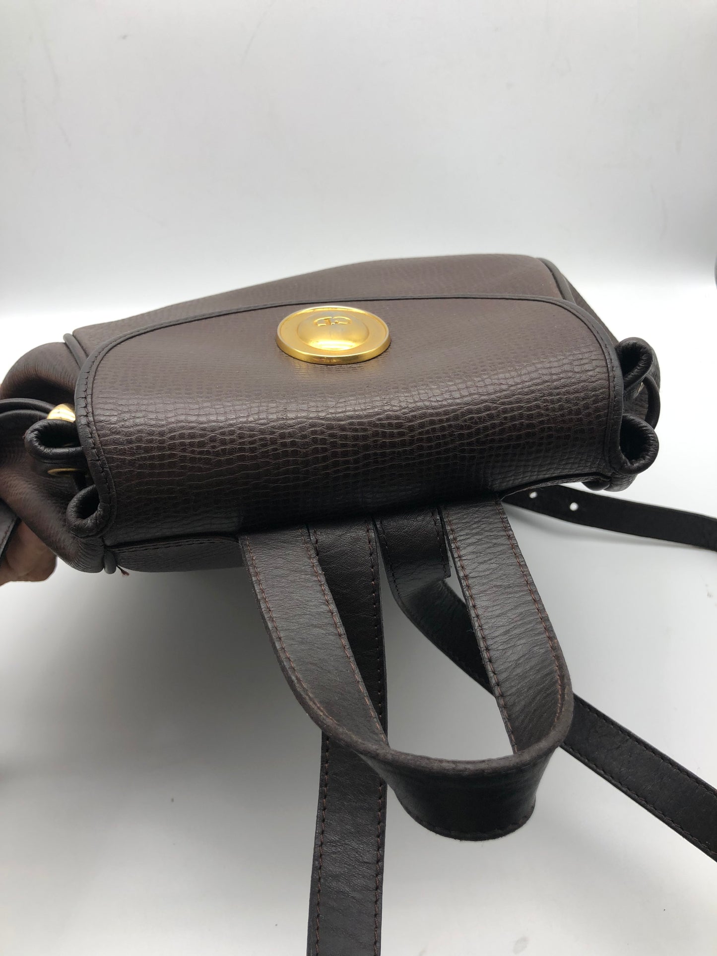 Authentic Christian Dior Dark Brown Leather Backpack