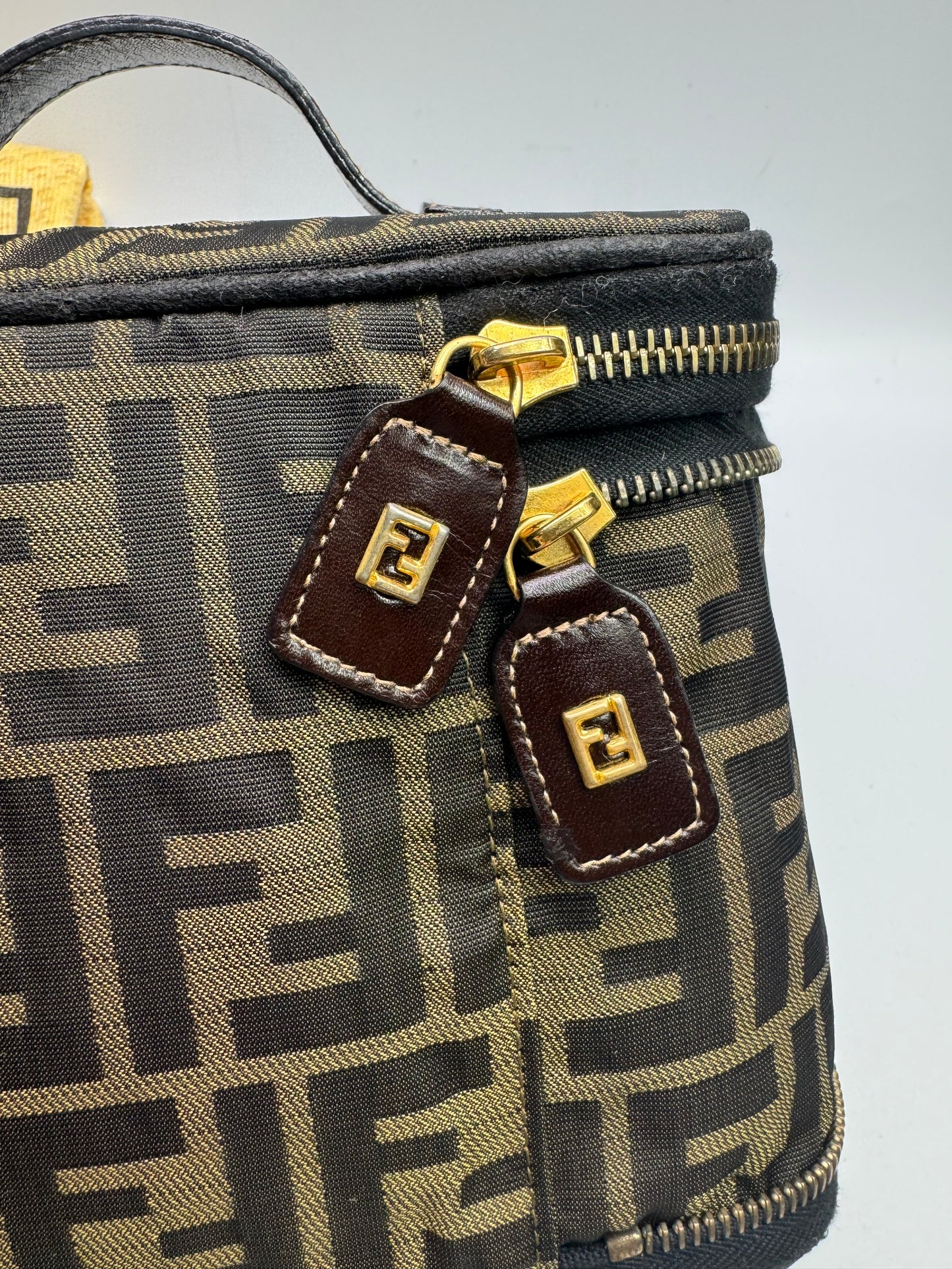 Authentic Fendi Vanity Makeup Foldable Pouch Brown FF Zucca Handbag