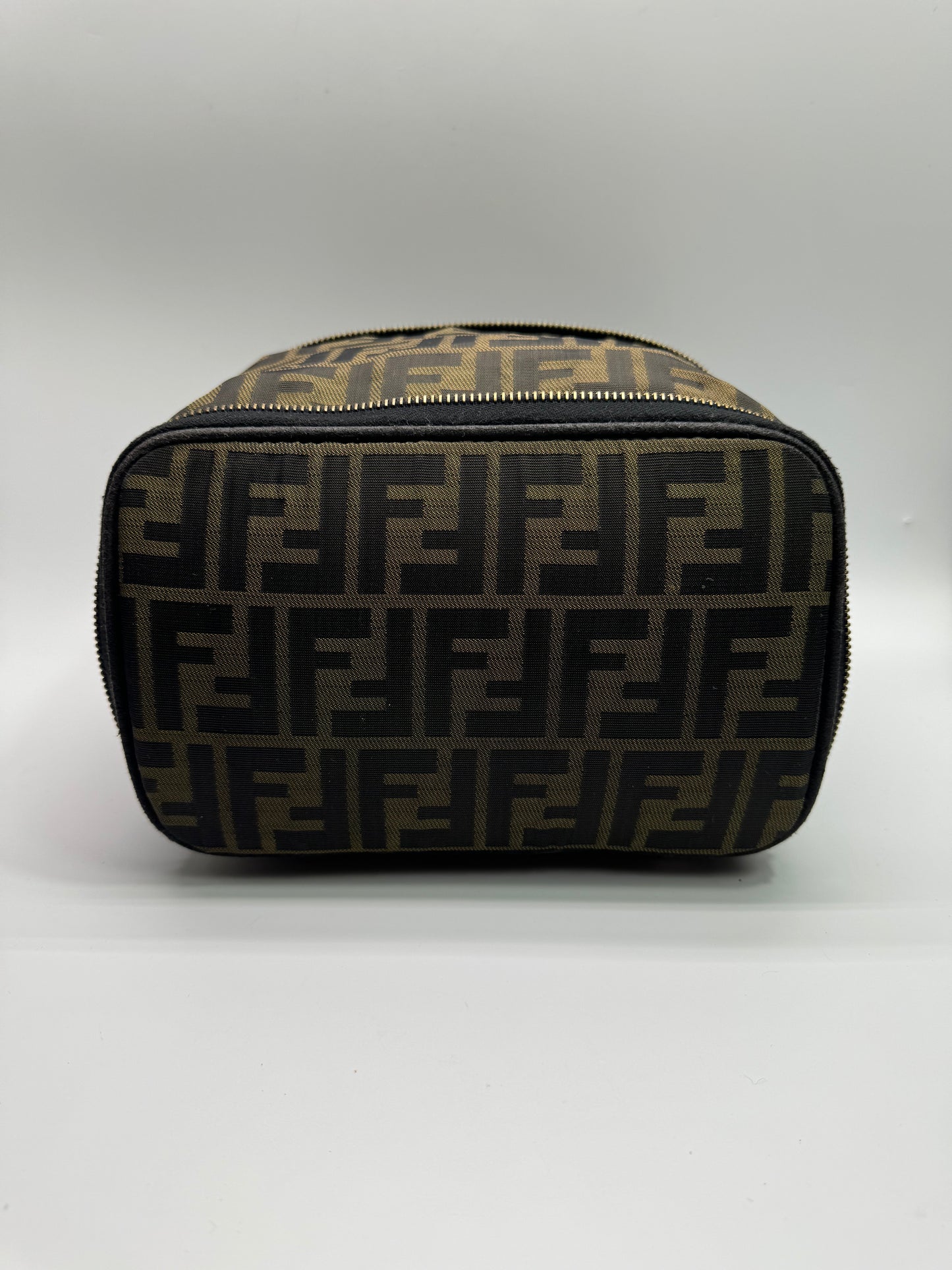 Authentic Fendi Vanity Makeup Foldable Pouch Brown FF Zucca Handbag