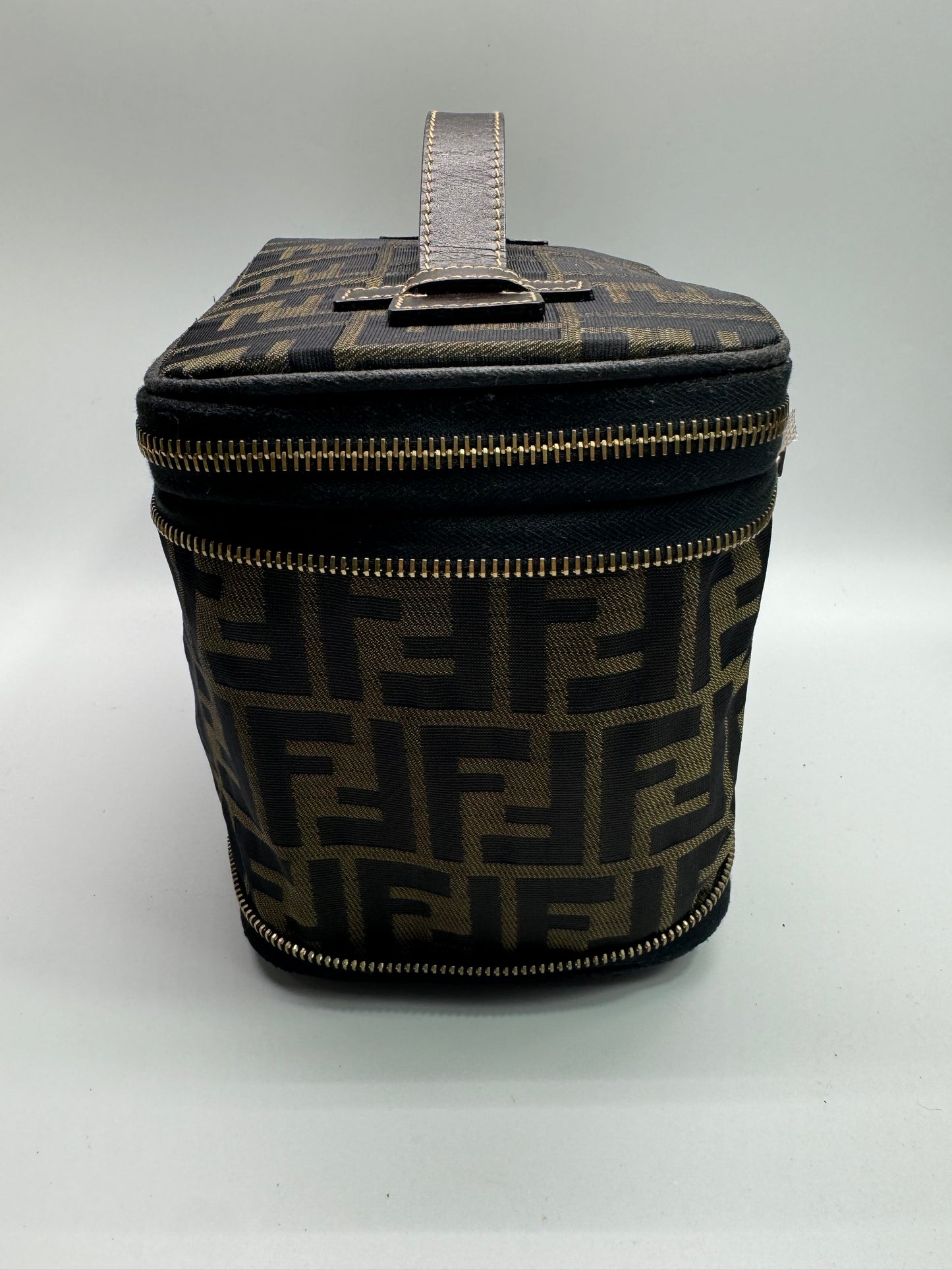 Authentic Fendi Vanity Makeup Foldable Pouch Brown FF Zucca Handbag